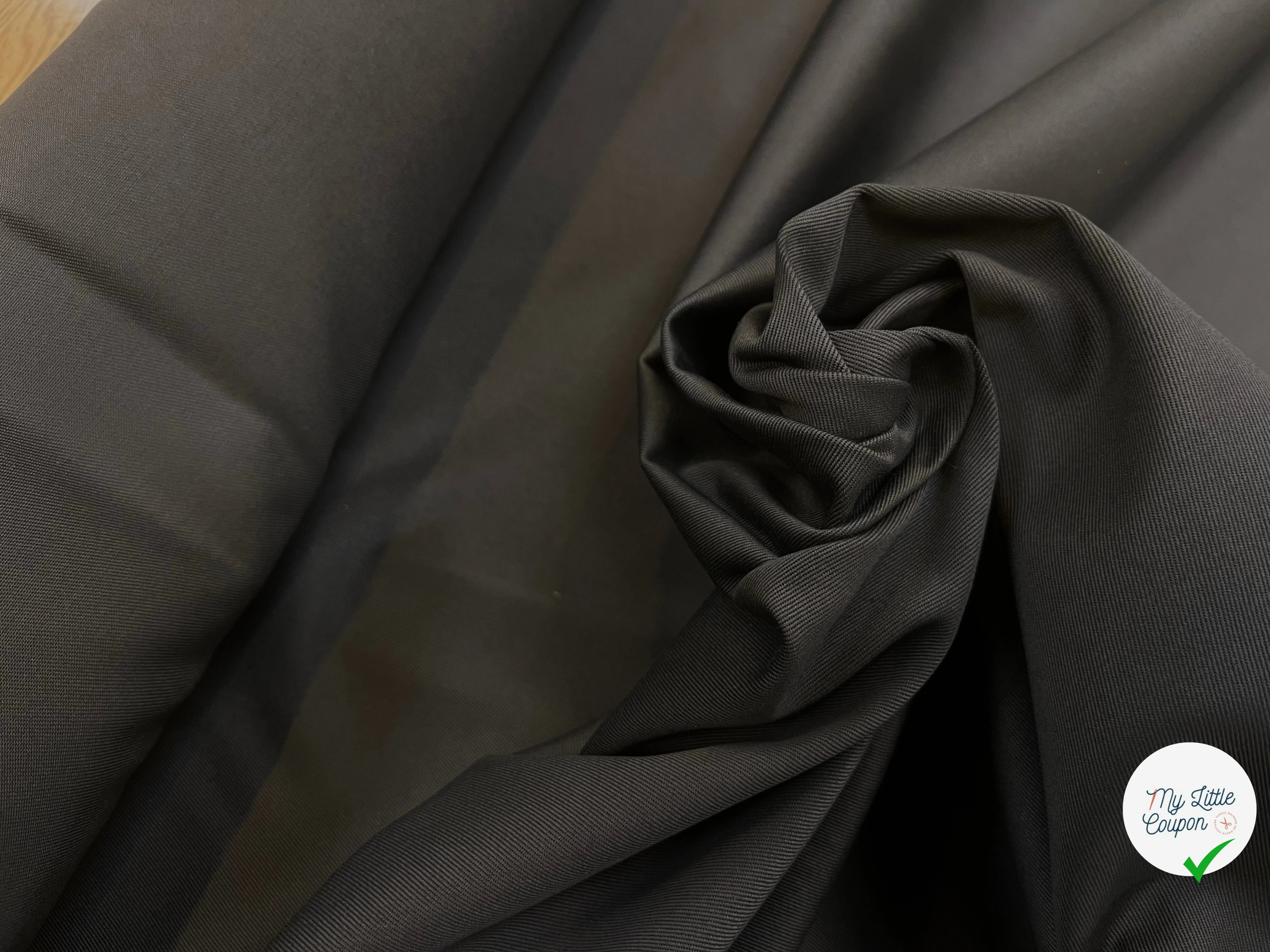 GABARDINE DE COTON LOURDE CARBONE - My Little Coupon
