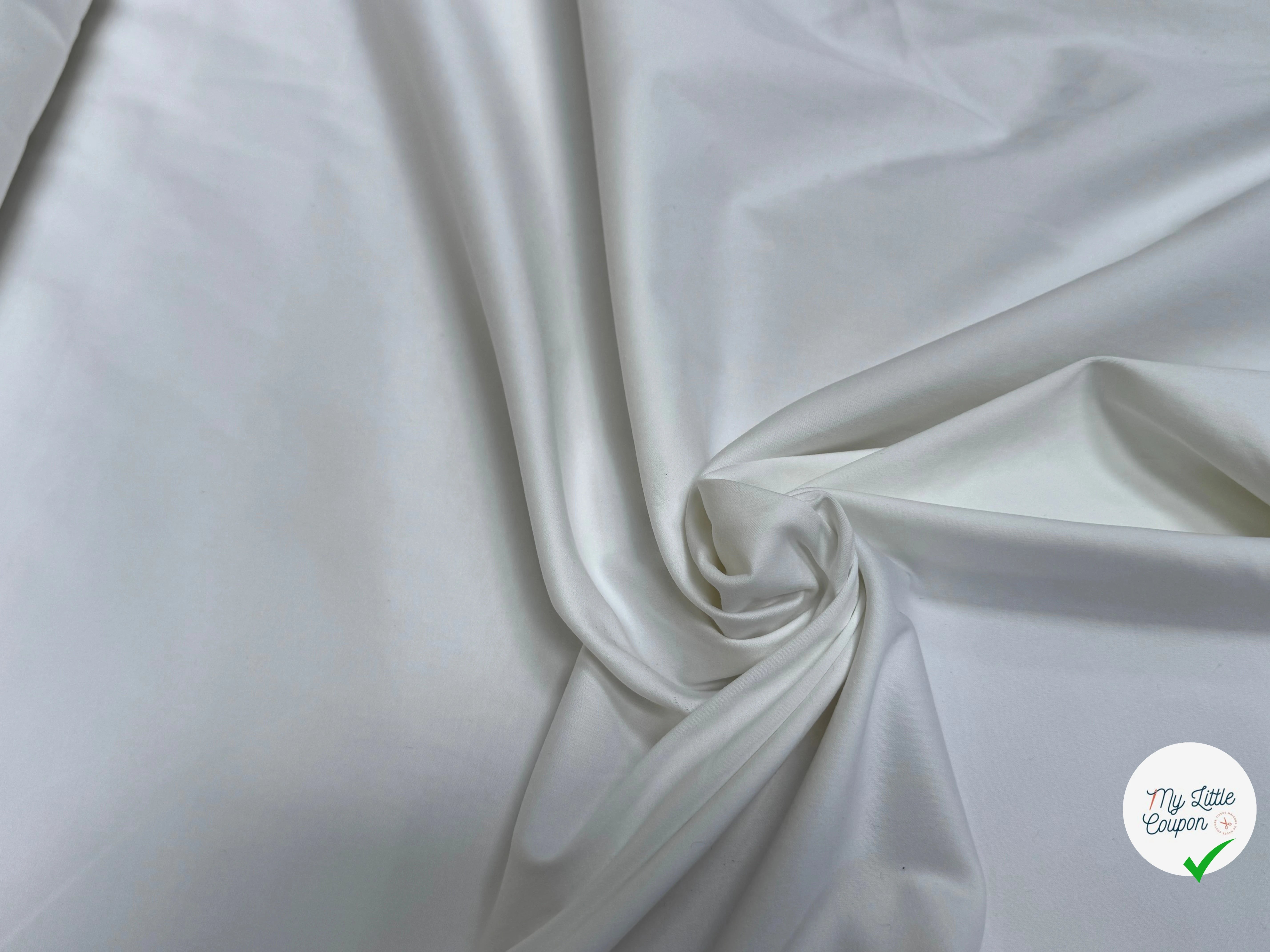 GABARDINE DE COTON LOURDE SATINÉE STRETCH FINITION IMPÉCABLE BLANC - My Little Coupon