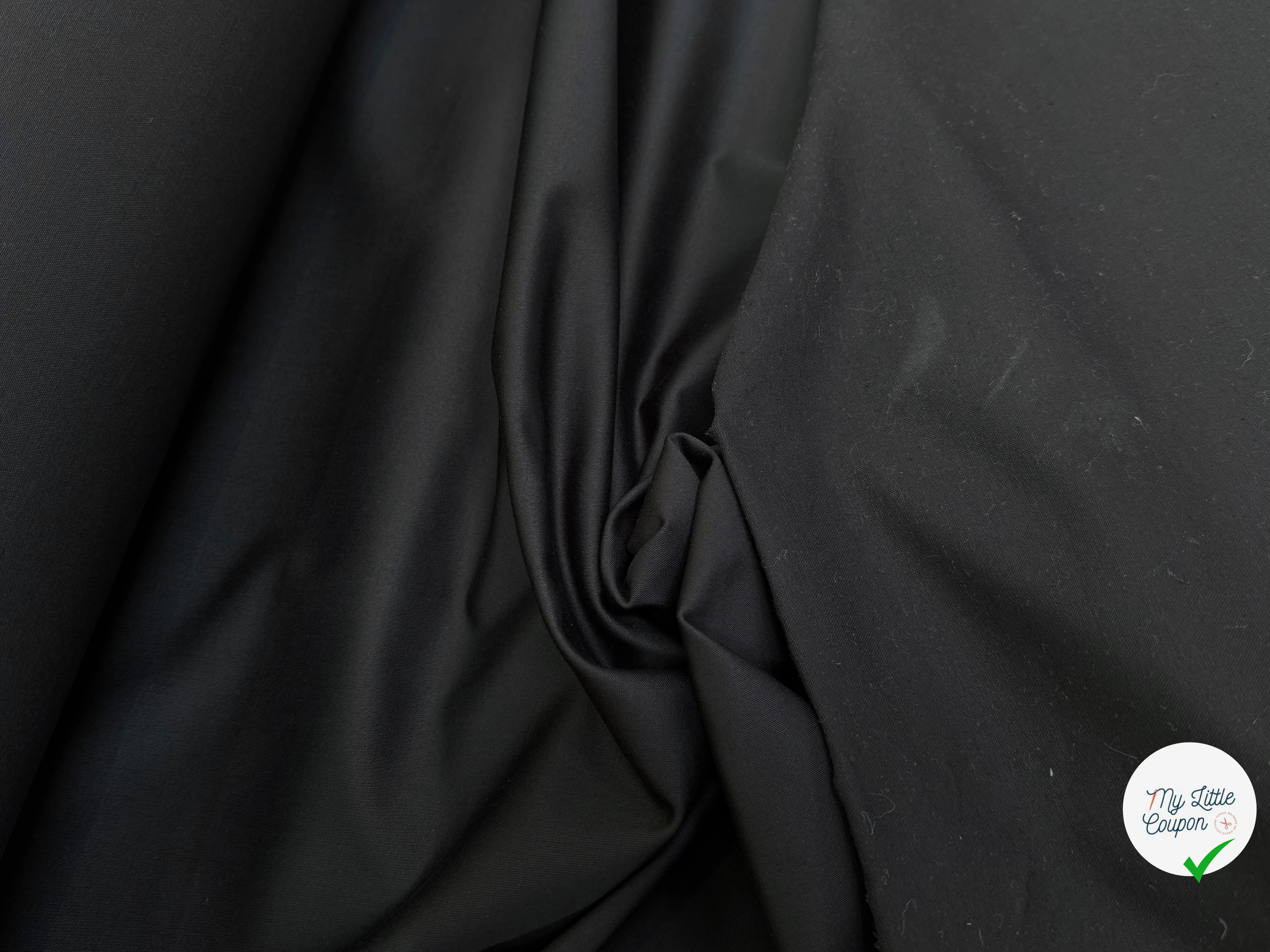 GABARDINE DE COTON LOURDE SATINÉE TENUE REMARQUABLE NOIR - My Little Coupon