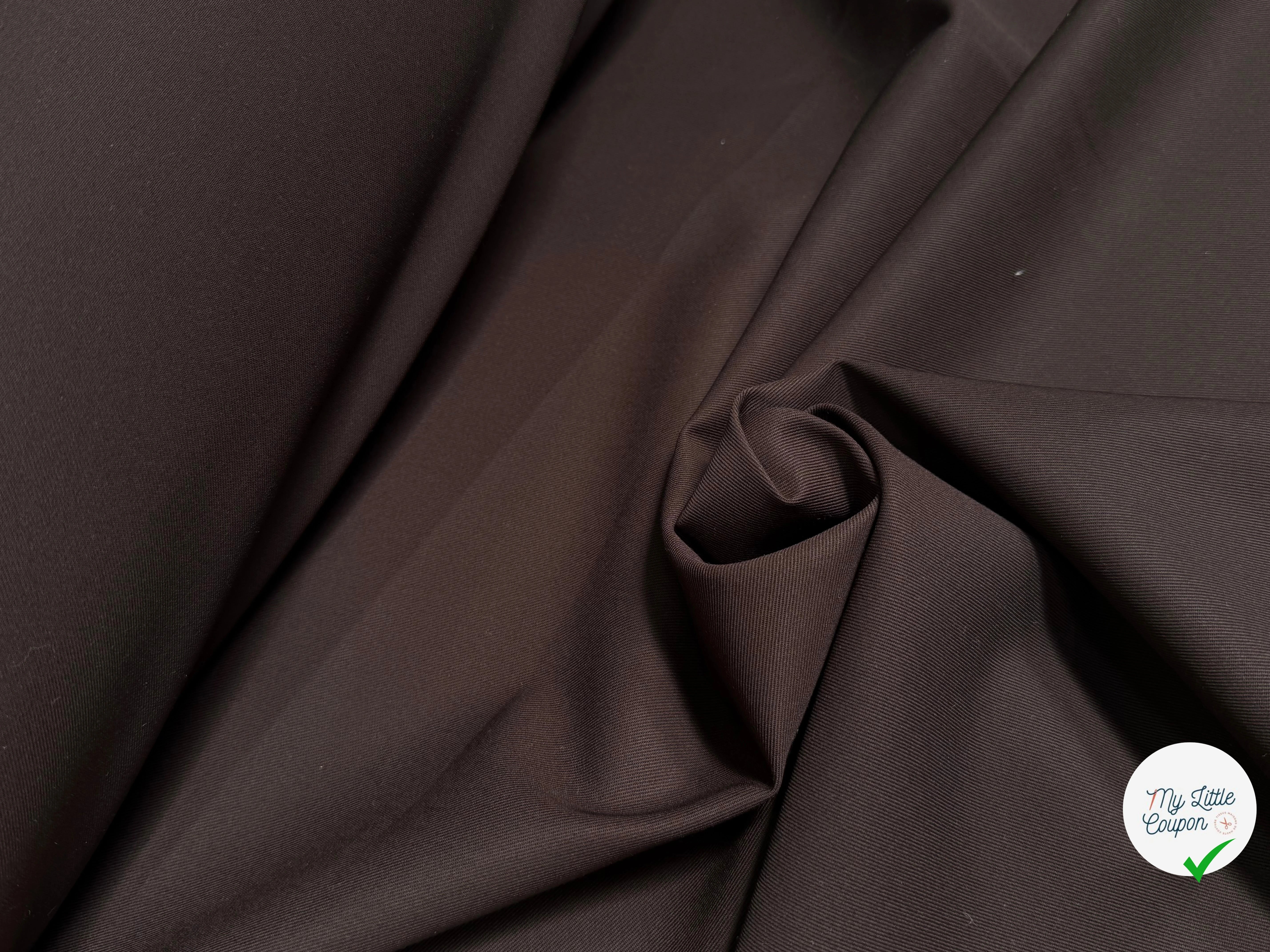 GABARDINE DE COTON LOURDE SERGÉE BELLE TENUE BROWN - My Little Coupon