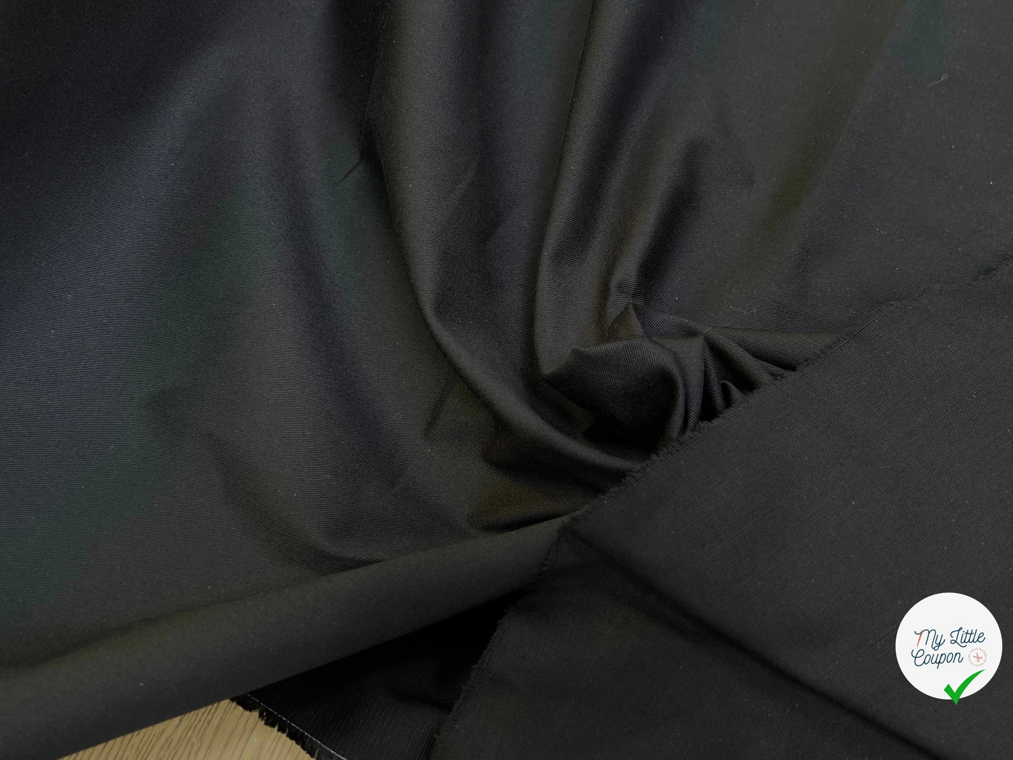 GABARDINE DE COTON LOURDE SERGÉE PARFAITE TENUE NOIR - My Little Coupon