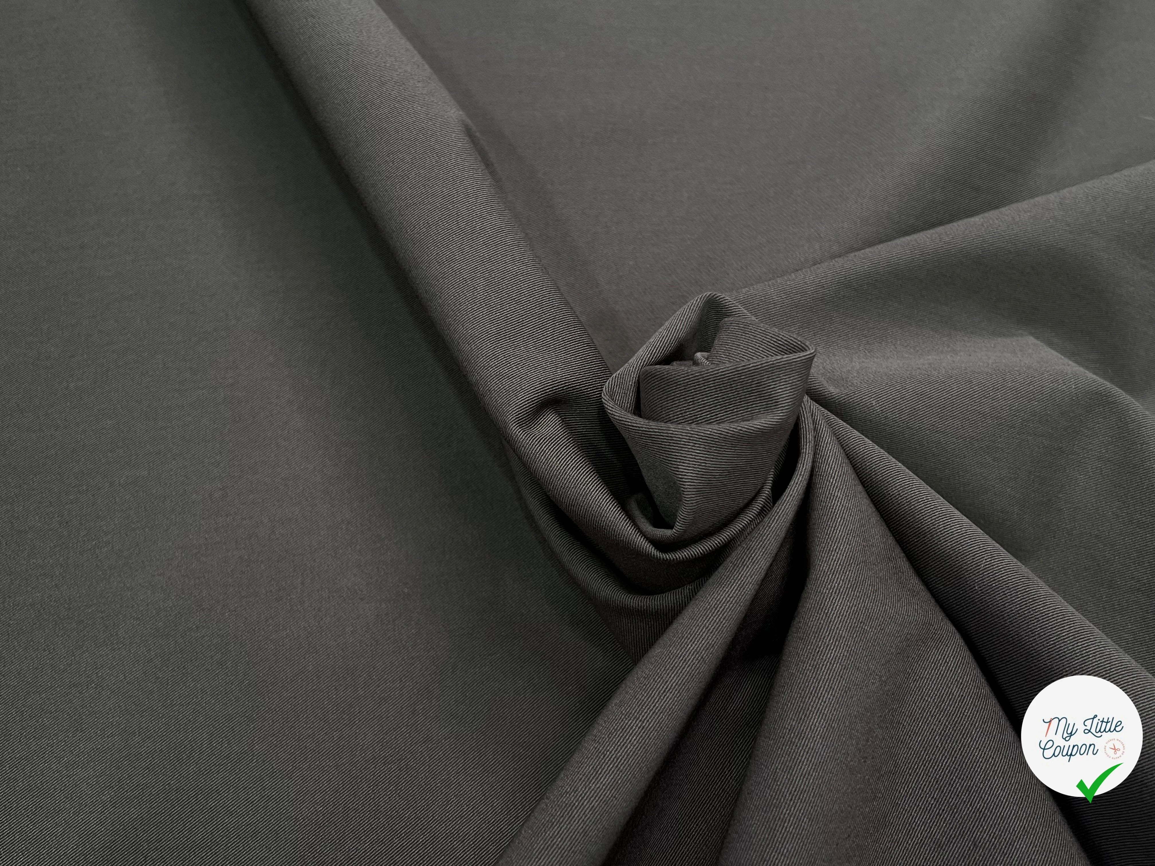 GABARDINE DE COTON LOURDE STRETCH GRIS KAKI - My Little Coupon