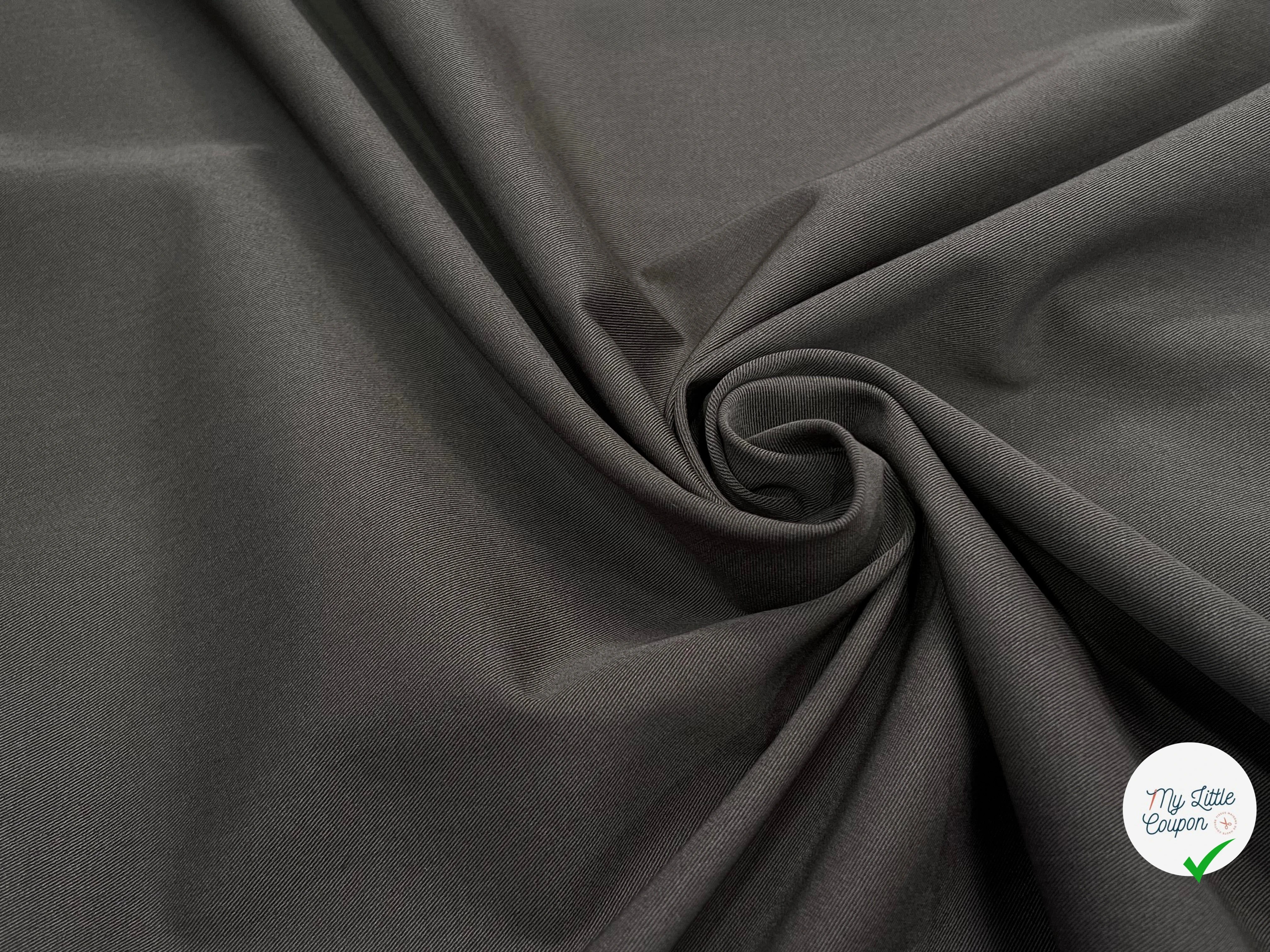 GABARDINE DE COTON LOURDE STRETCH GRIS KAKI - My Little Coupon