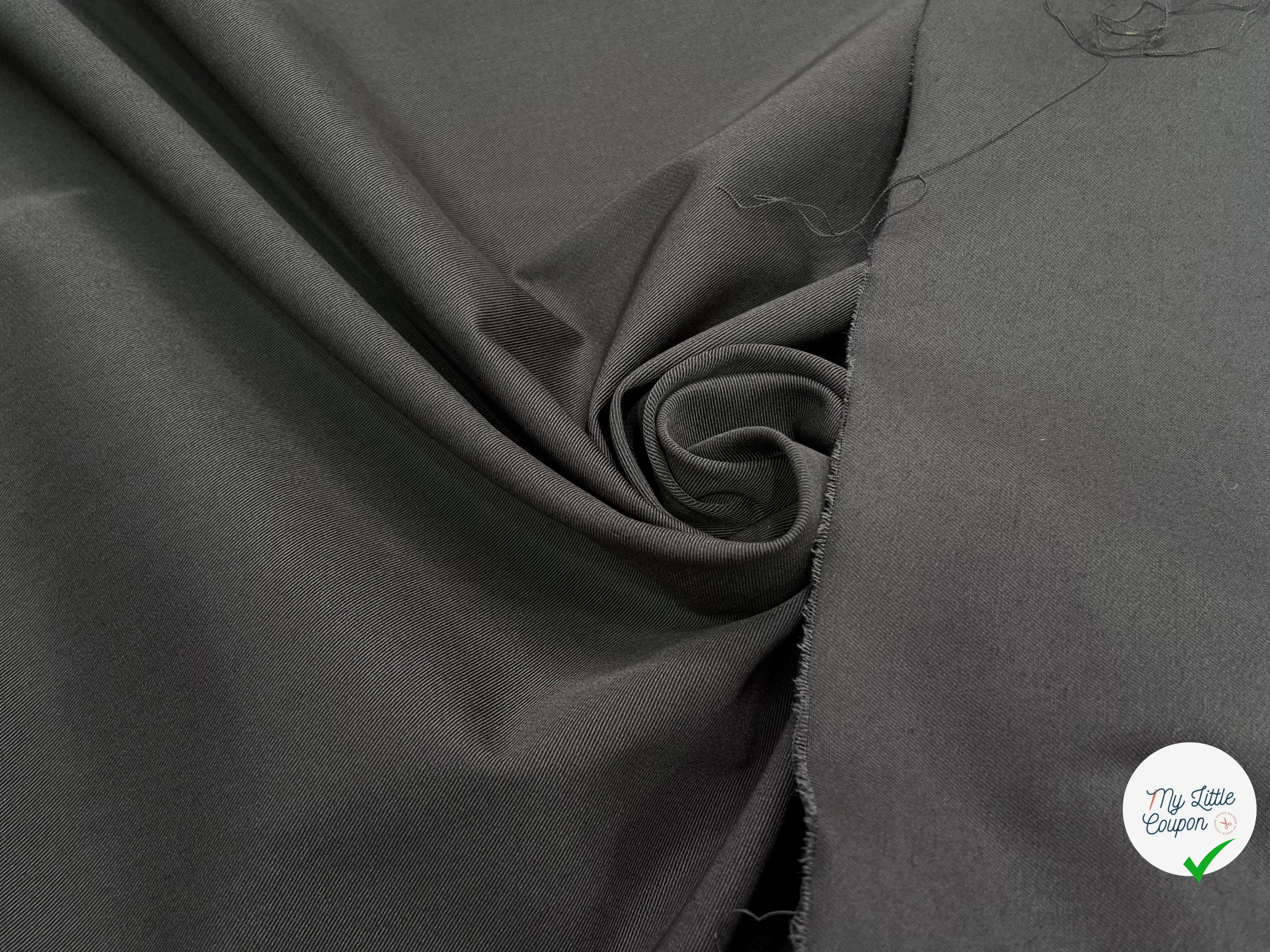GABARDINE DE COTON LOURDE STRETCH GRIS KAKI - My Little Coupon