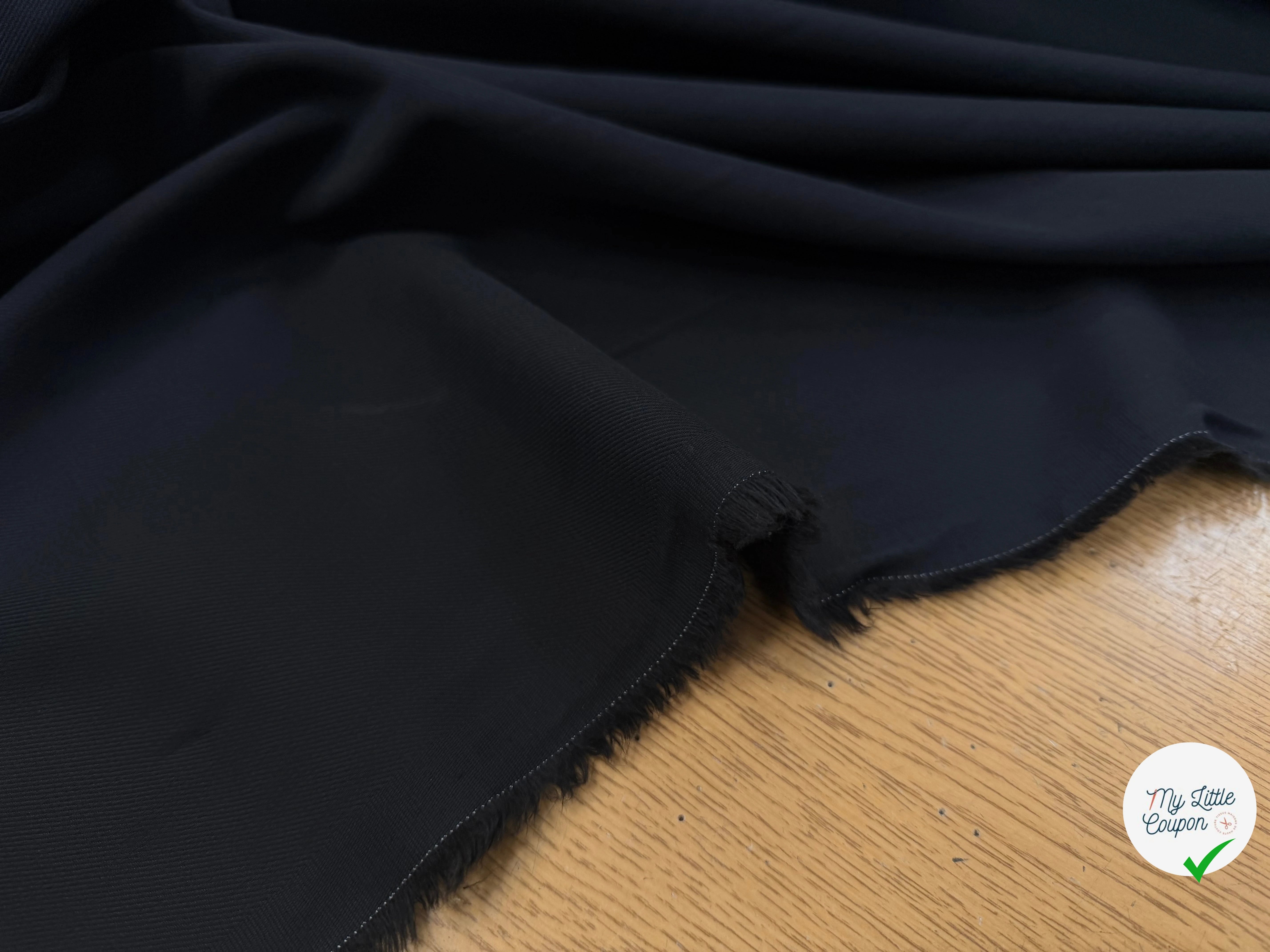 GABARDINE DE COTON NOIR ITALIE LAIZE 153CM - My Little Coupon
