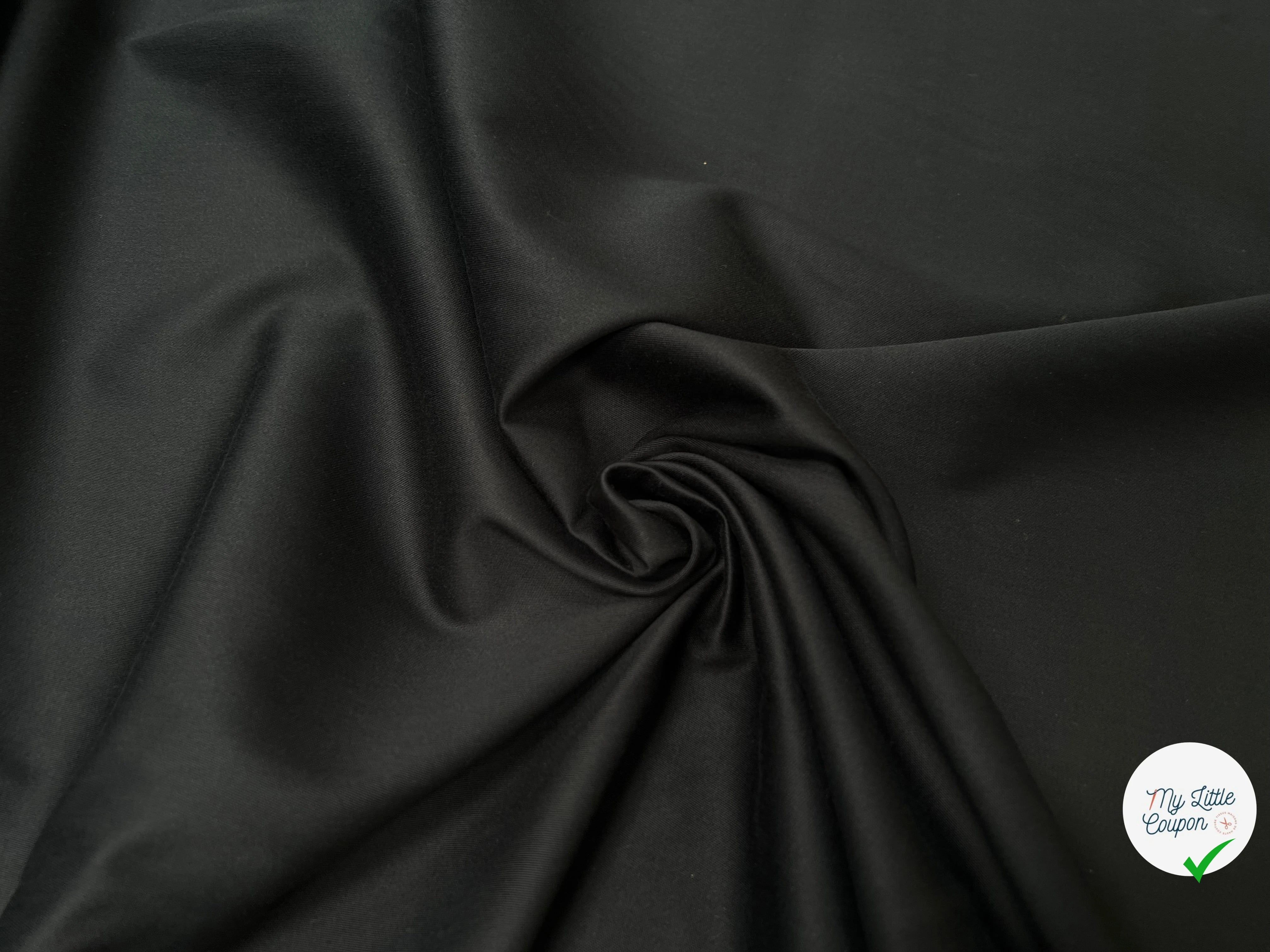GABARDINE DE COTON NOIR SATINÉ - My Little Coupon