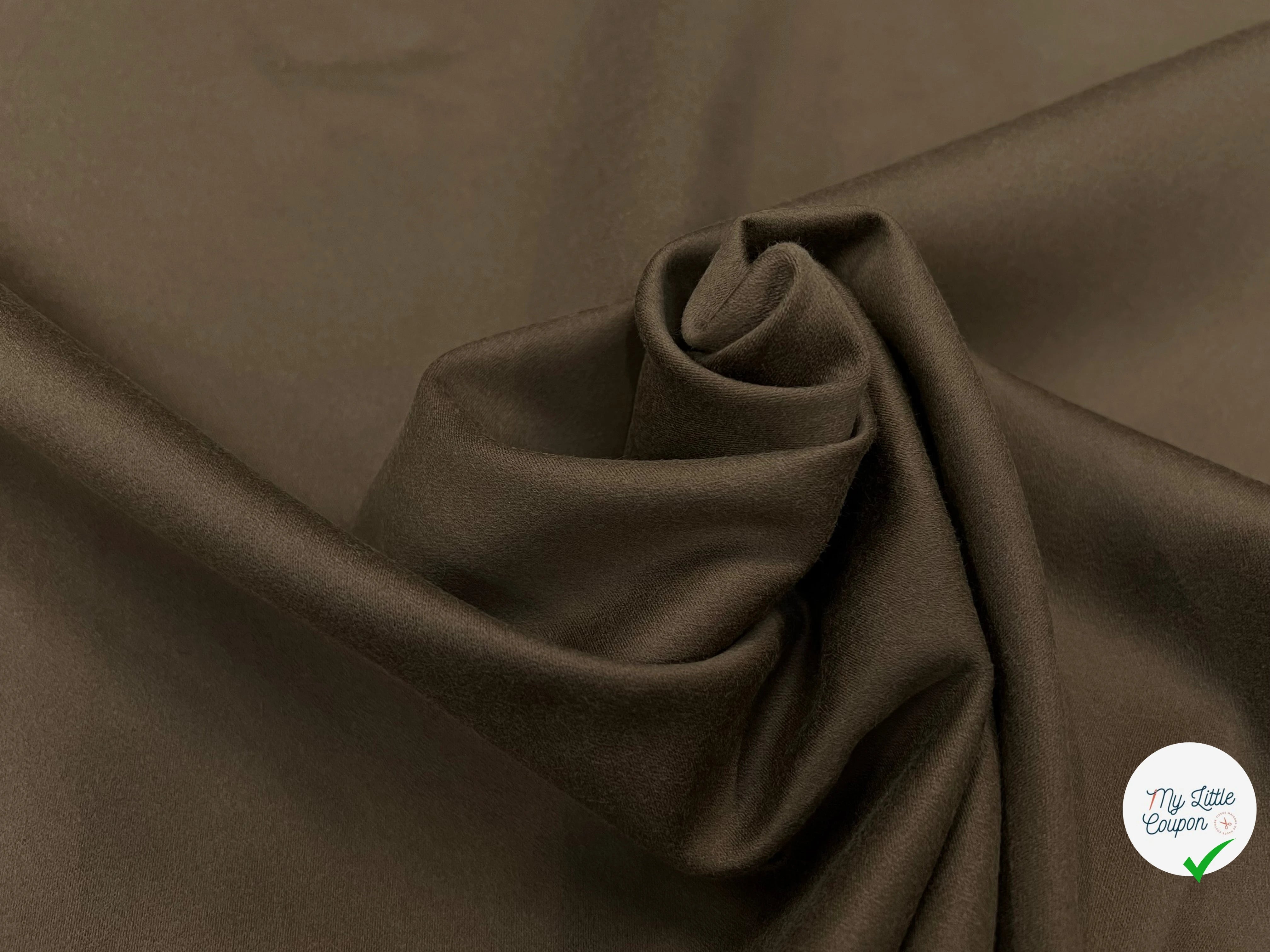GABARDINE DE COTON PEIGNÉE CAMEL FONCÉ JAPON 118CM LAIZE - My Little Coupon