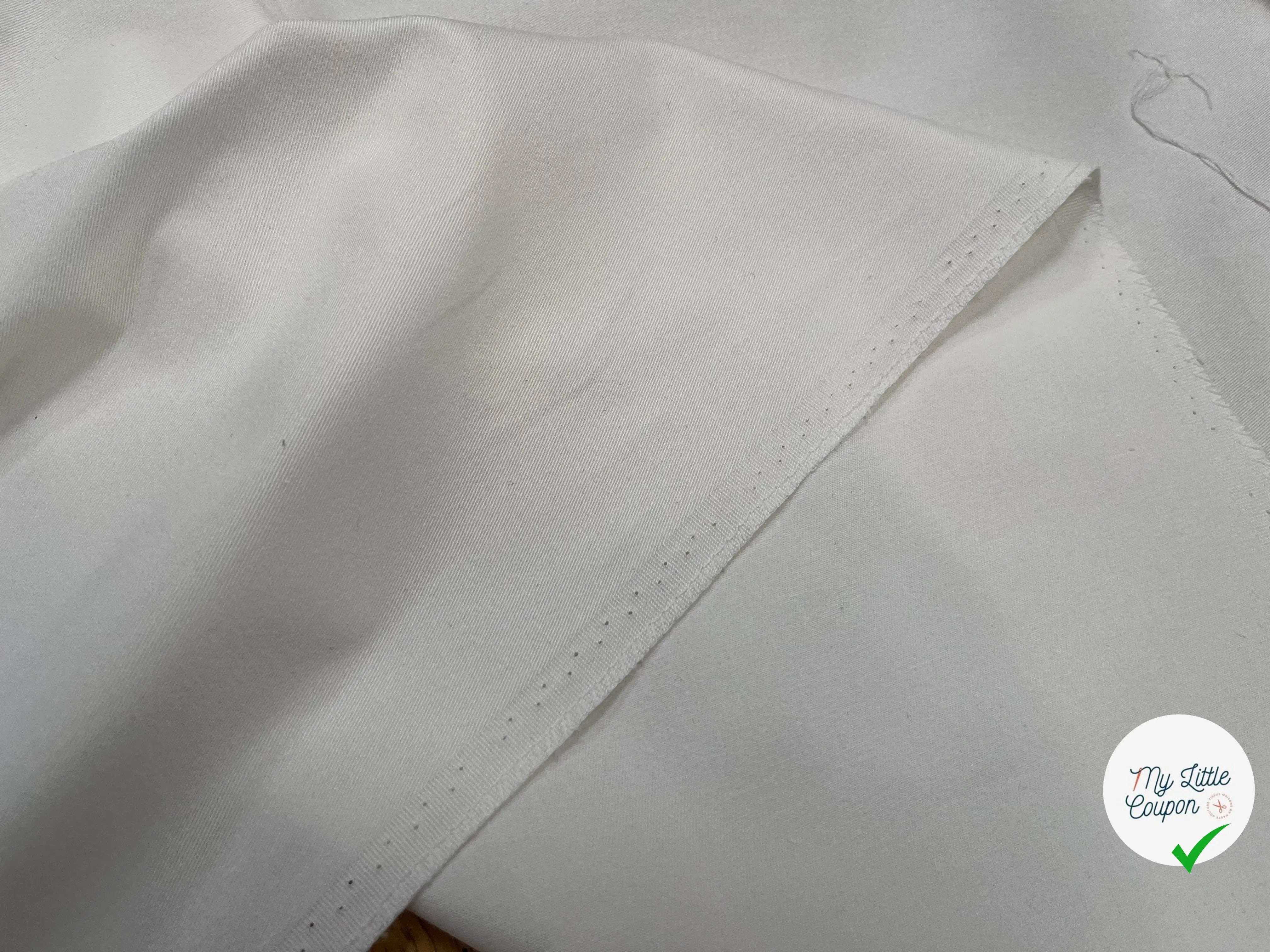 GABARDINE DE COTON STRECH BLANC CASSÉ - My Little Coupon