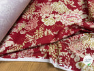 GABARDINE DE COTON STRETCH FOND ROUGE BORDEAUX FLORAL BELLE TENUE - My Little Coupon