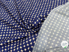 GABARDINE DE COTON STRETCH IMPRIMÉE POIS ARTEMIDE ROND BLEU - My Little Coupon