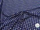 GABARDINE DE COTON STRETCH IMPRIMÉE POIS ARTEMIDE ROND BLEU - My Little Coupon