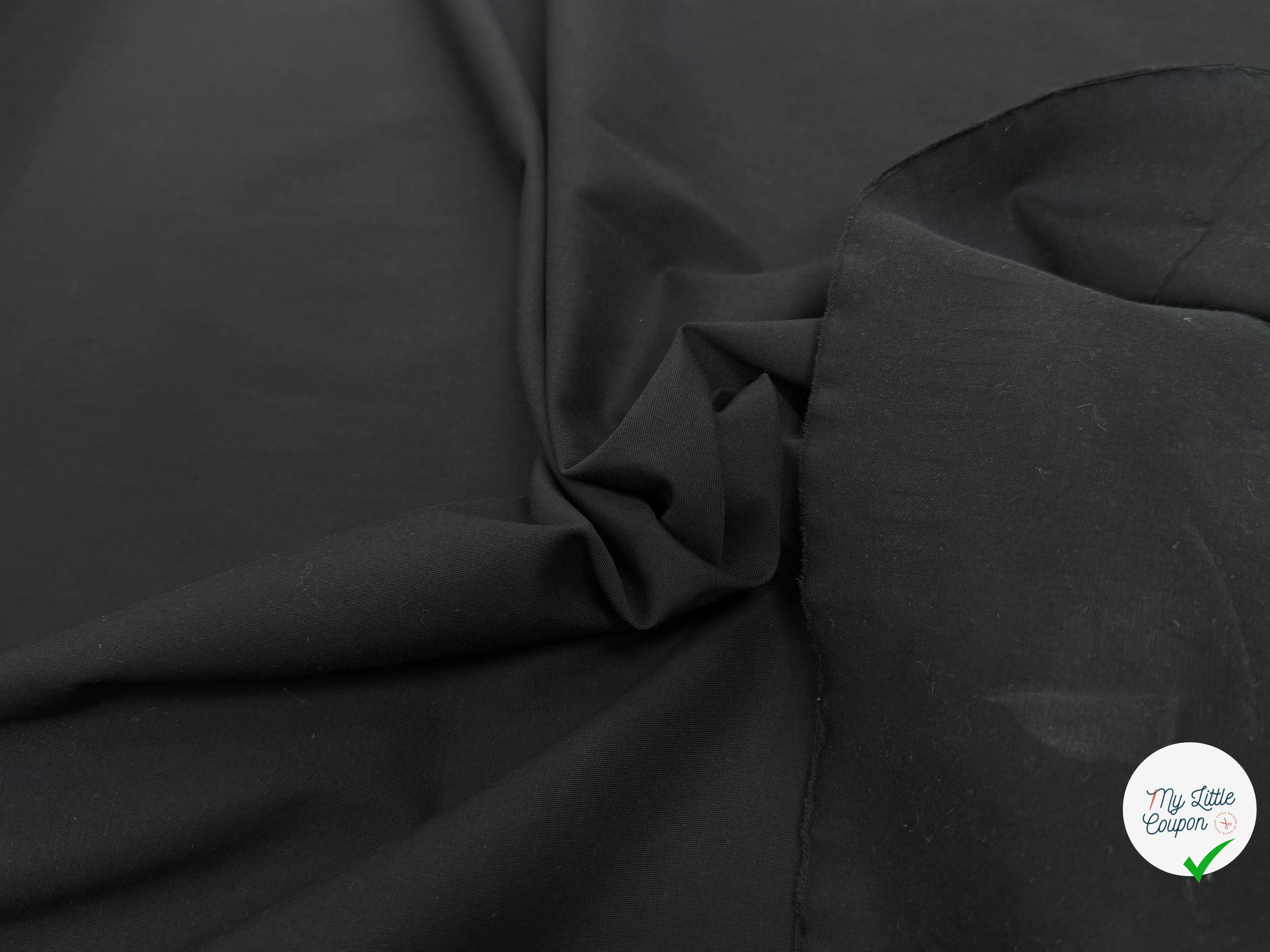 GABARDINE DE COTON STRETCH NOIR QUALITÉ COUTURE - My Little Coupon
