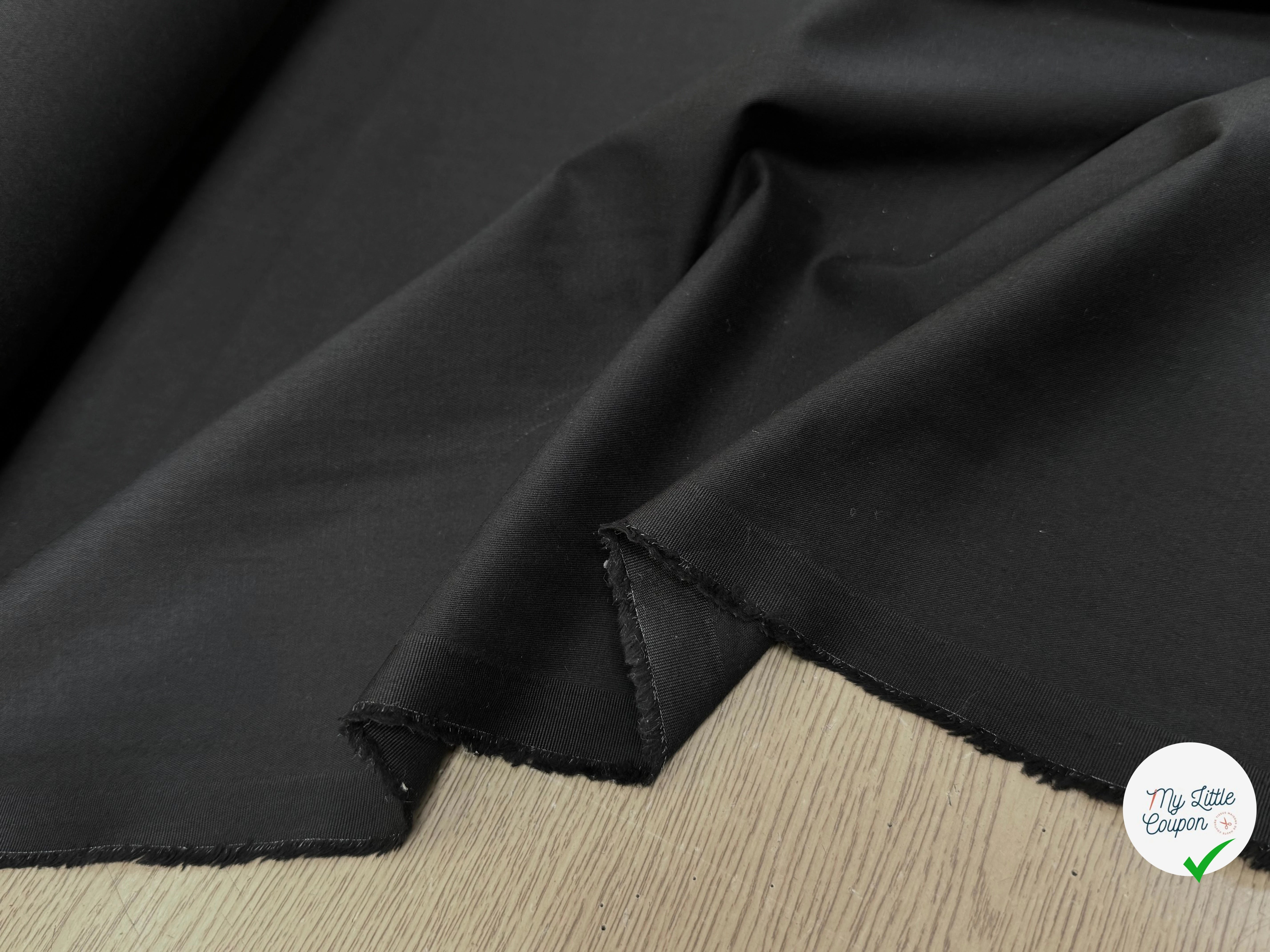 GABARDINE DE COTON STRETCH NOIR QUALITÉ COUTURE - My Little Coupon