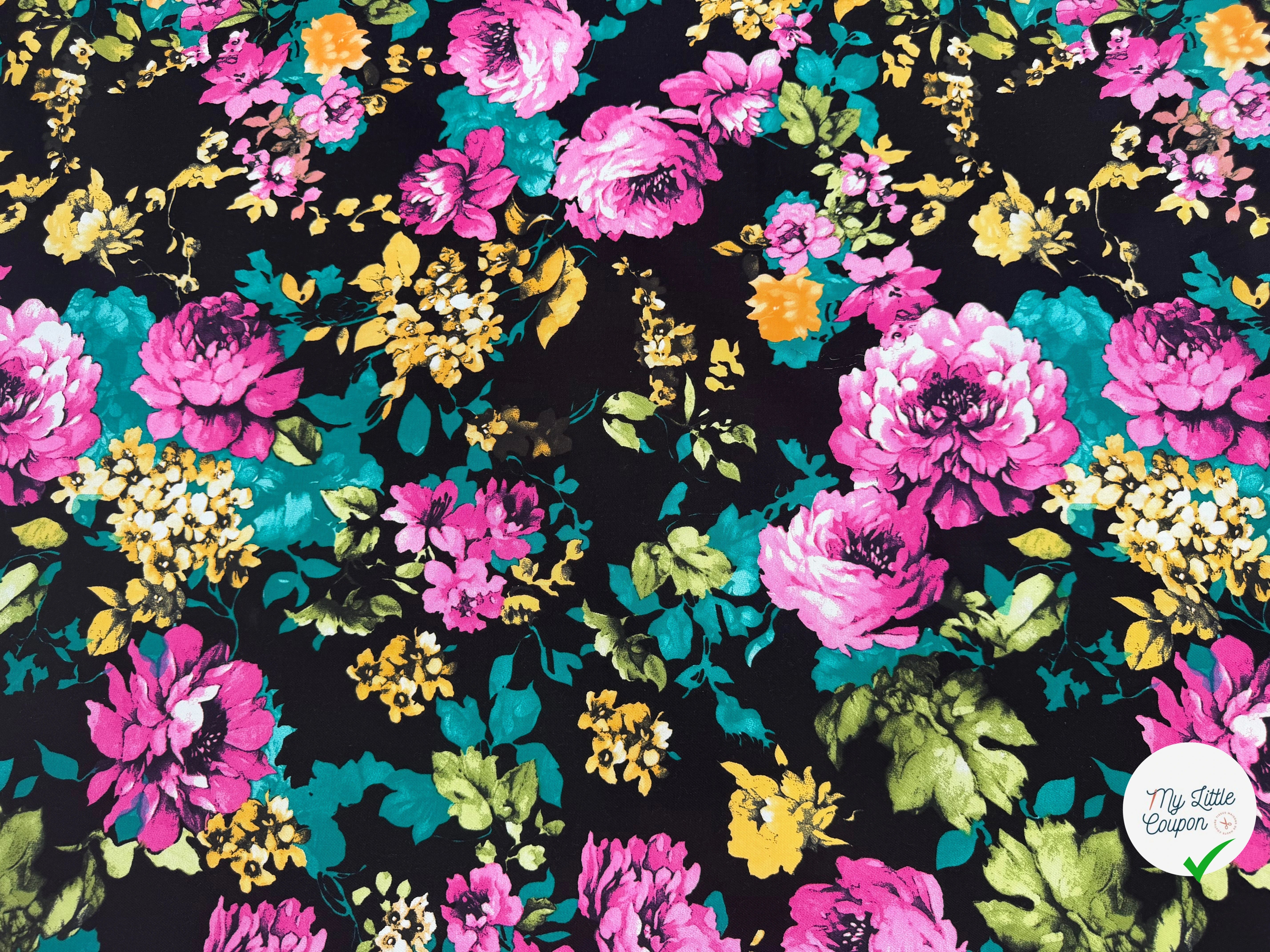 GABARDINE DE COTON STRETCH ROSIER NOIR - My Little Coupon