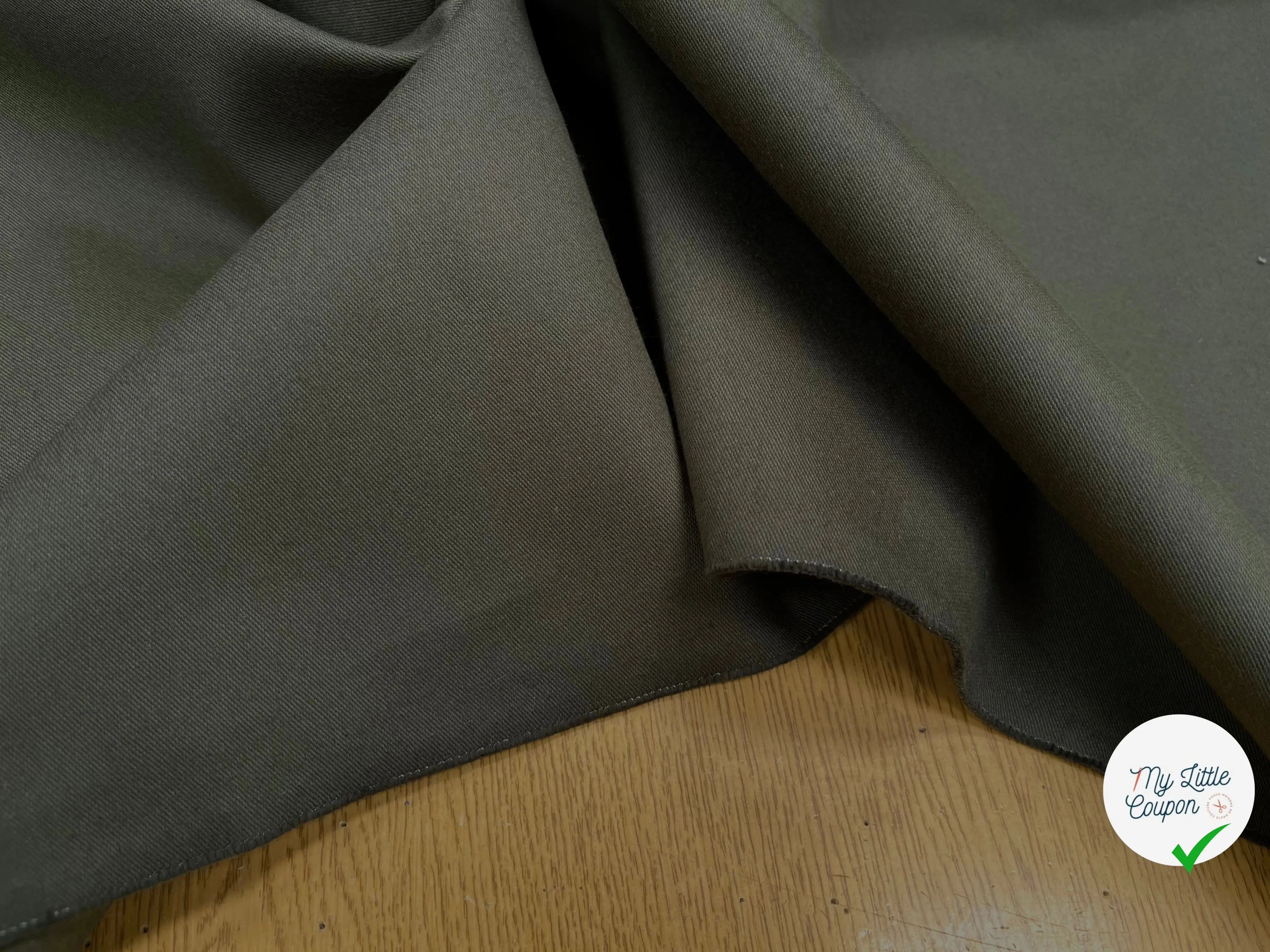 GABARDINE DE COTON STRIÉ KAKI - My Little Coupon