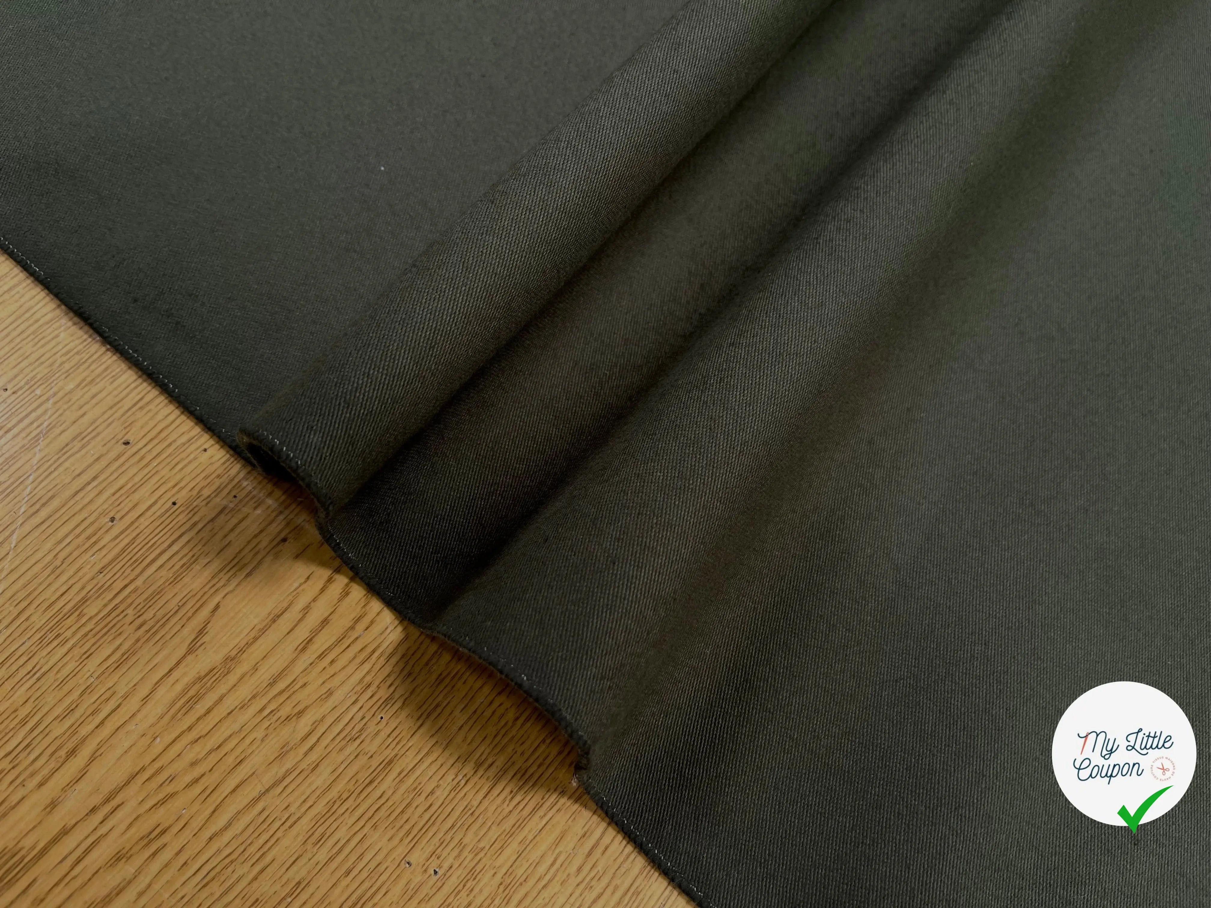 GABARDINE DE COTON STRIÉ KAKI - My Little Coupon