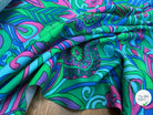 GABARDINE DE COTON STRIÉE MOTIF GROSSES FLEURS VERT BLEU ROSE 90CM - My Little Coupon