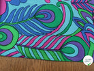 GABARDINE DE COTON STRIÉE MOTIF GROSSES FLEURS VERT BLEU ROSE 90CM - My Little Coupon
