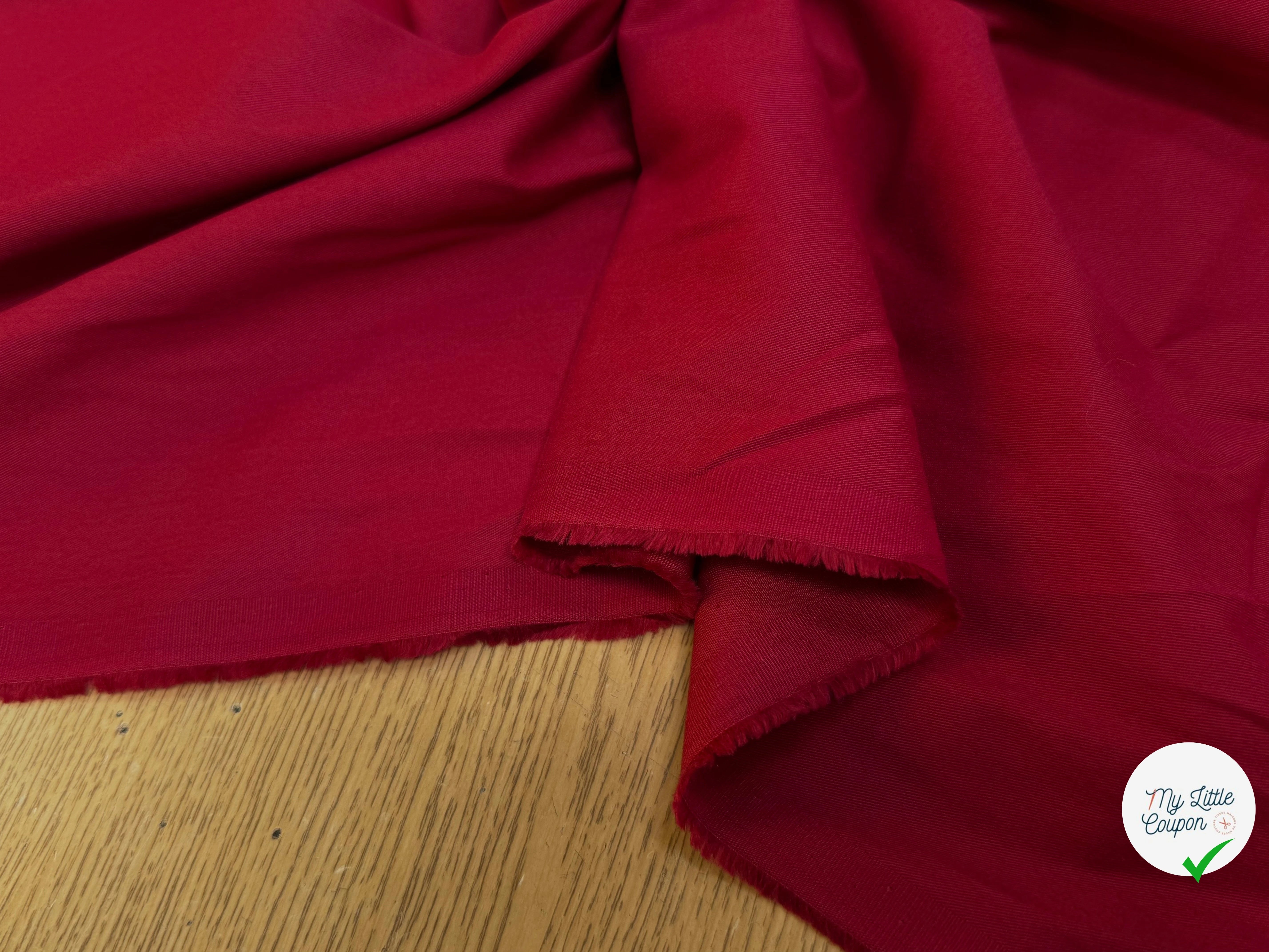 GABARDINE DE COTON SUBLIME LÉGÈREMENT GRATTÉE ROUGE - My Little Coupon