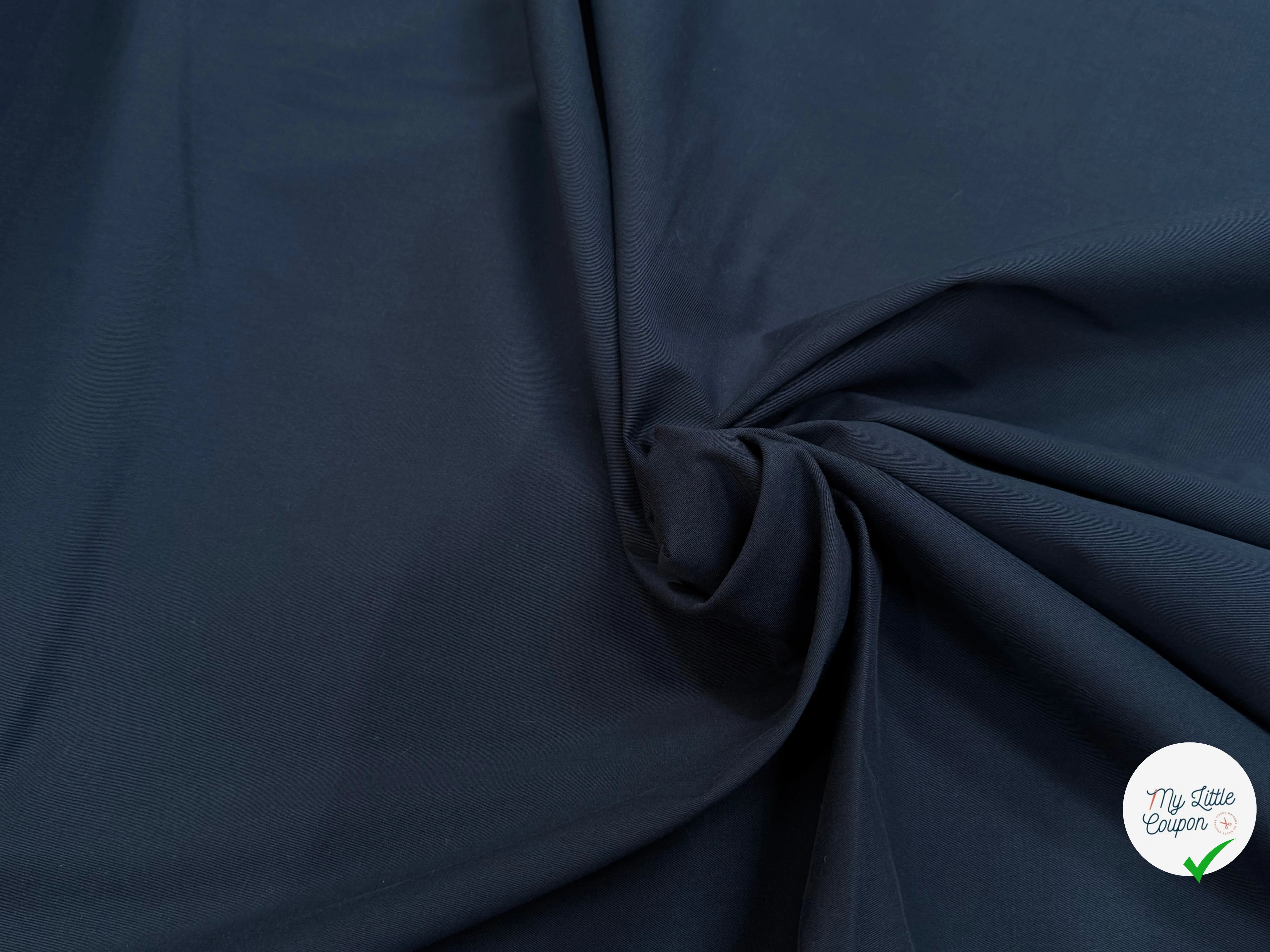 GABARDINE DE COTON ULTRA STRETCH FINEMENT RAFFINÉE BLEU MARINE - My Little Coupon