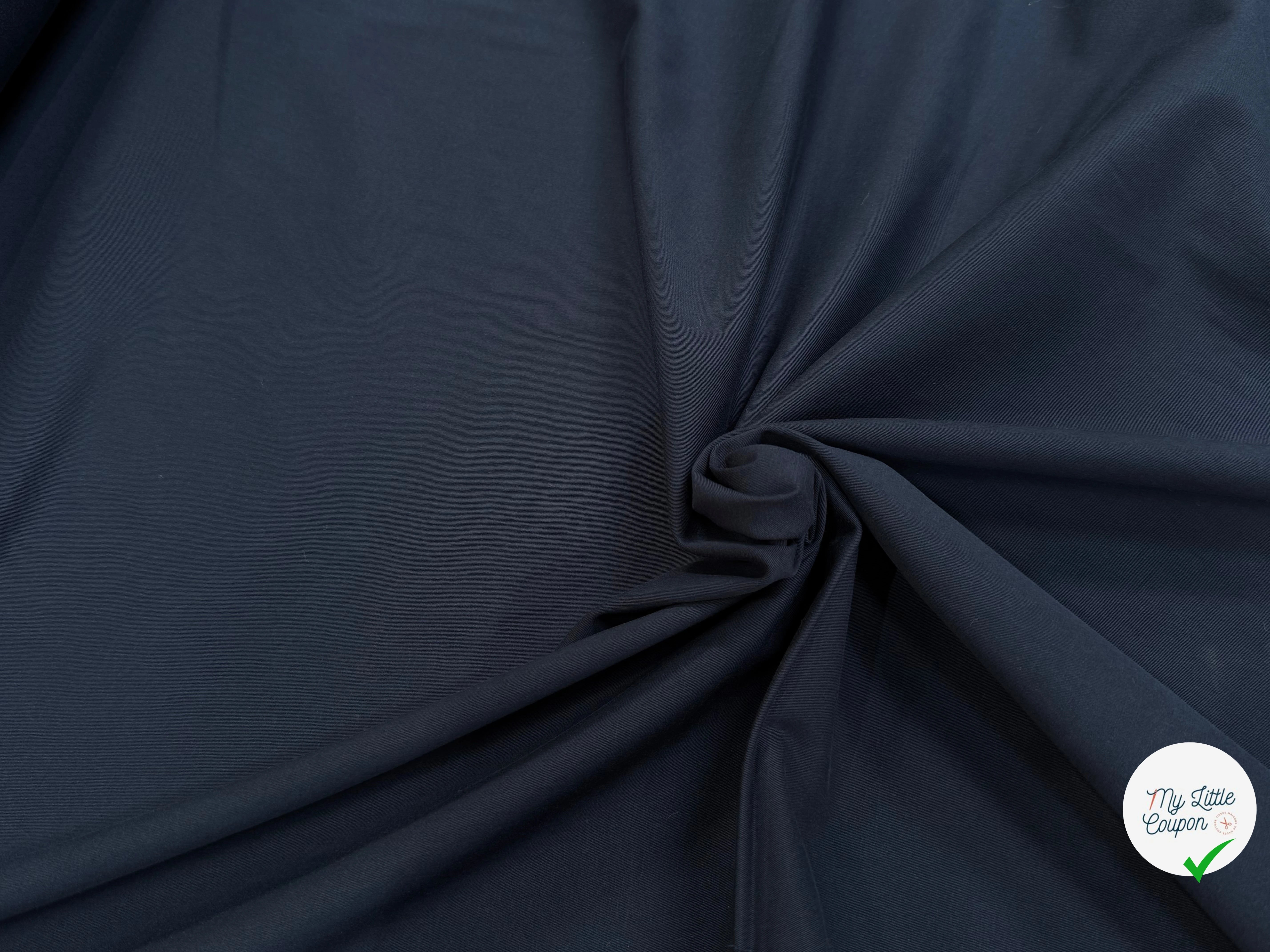 GABARDINE DE COTON ULTRA STRETCH FINEMENT RAFFINÉE BLEU MARINE - My Little Coupon