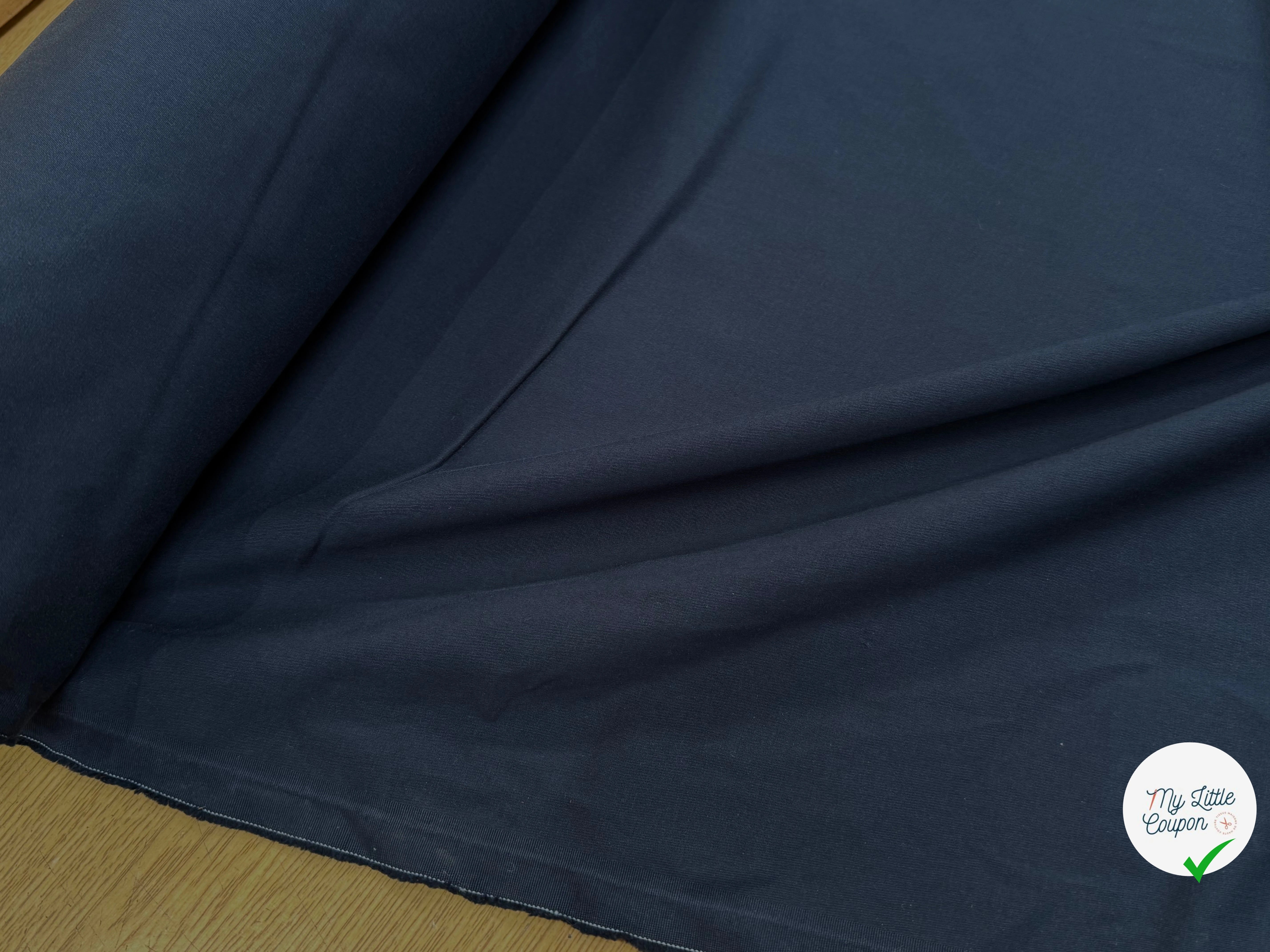 GABARDINE DE COTON ULTRA STRETCH FINEMENT RAFFINÉE BLEU MARINE - My Little Coupon