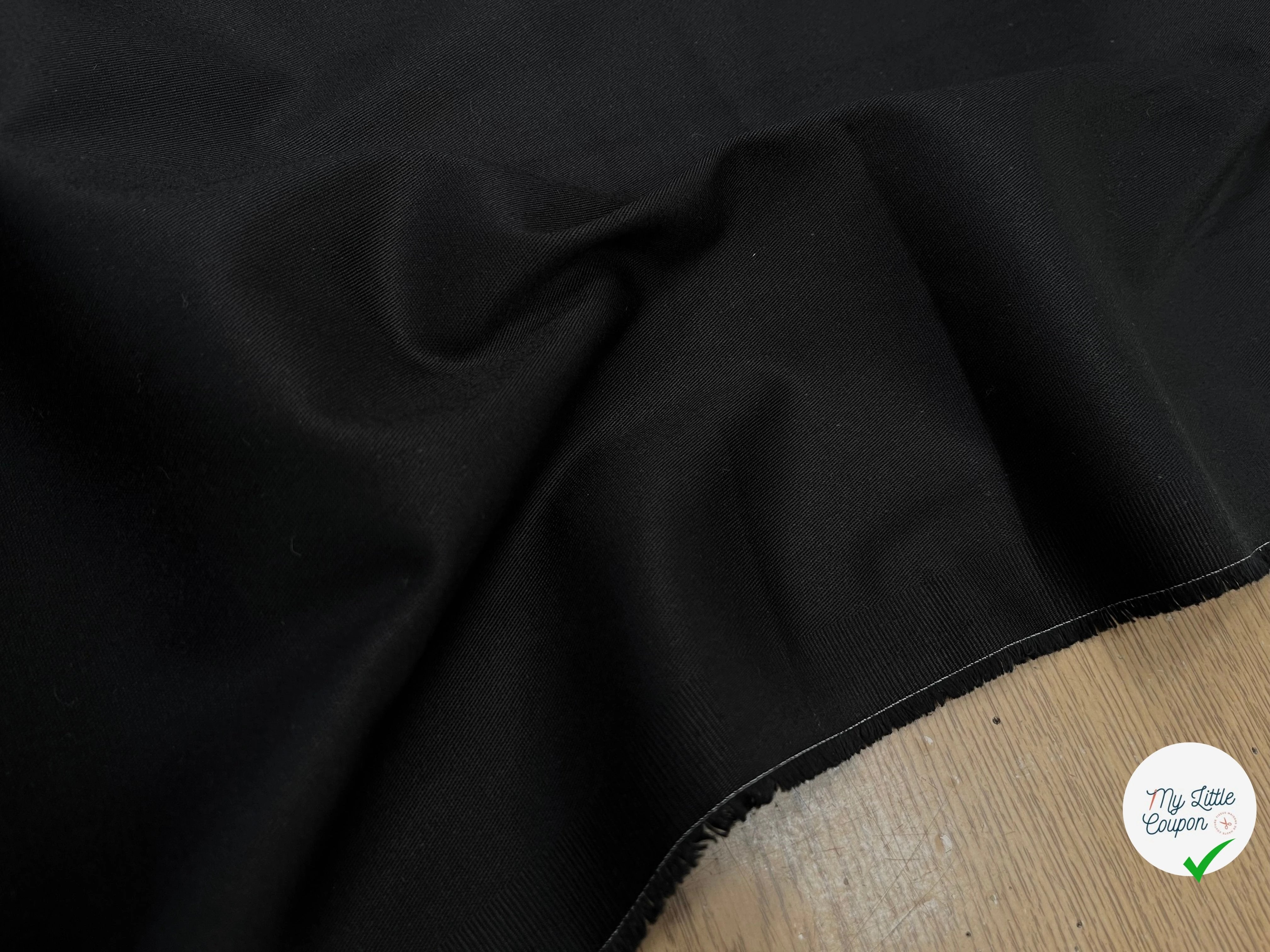 GABARDINE DE COTON UNI NOIR STRETCH - My Little Coupon
