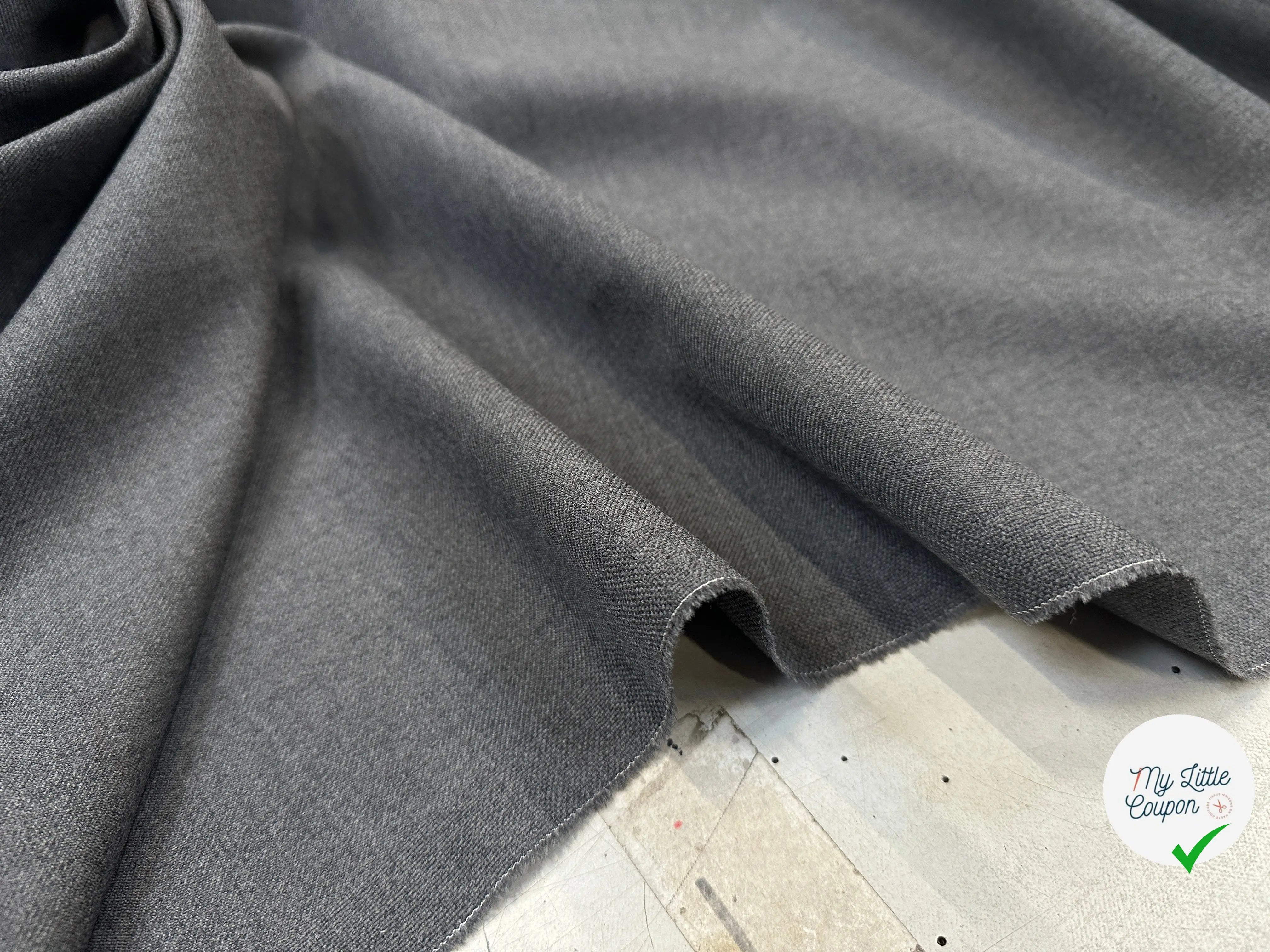 GABARDINE DE LAINE GRIS MOYEN - My Little Coupon