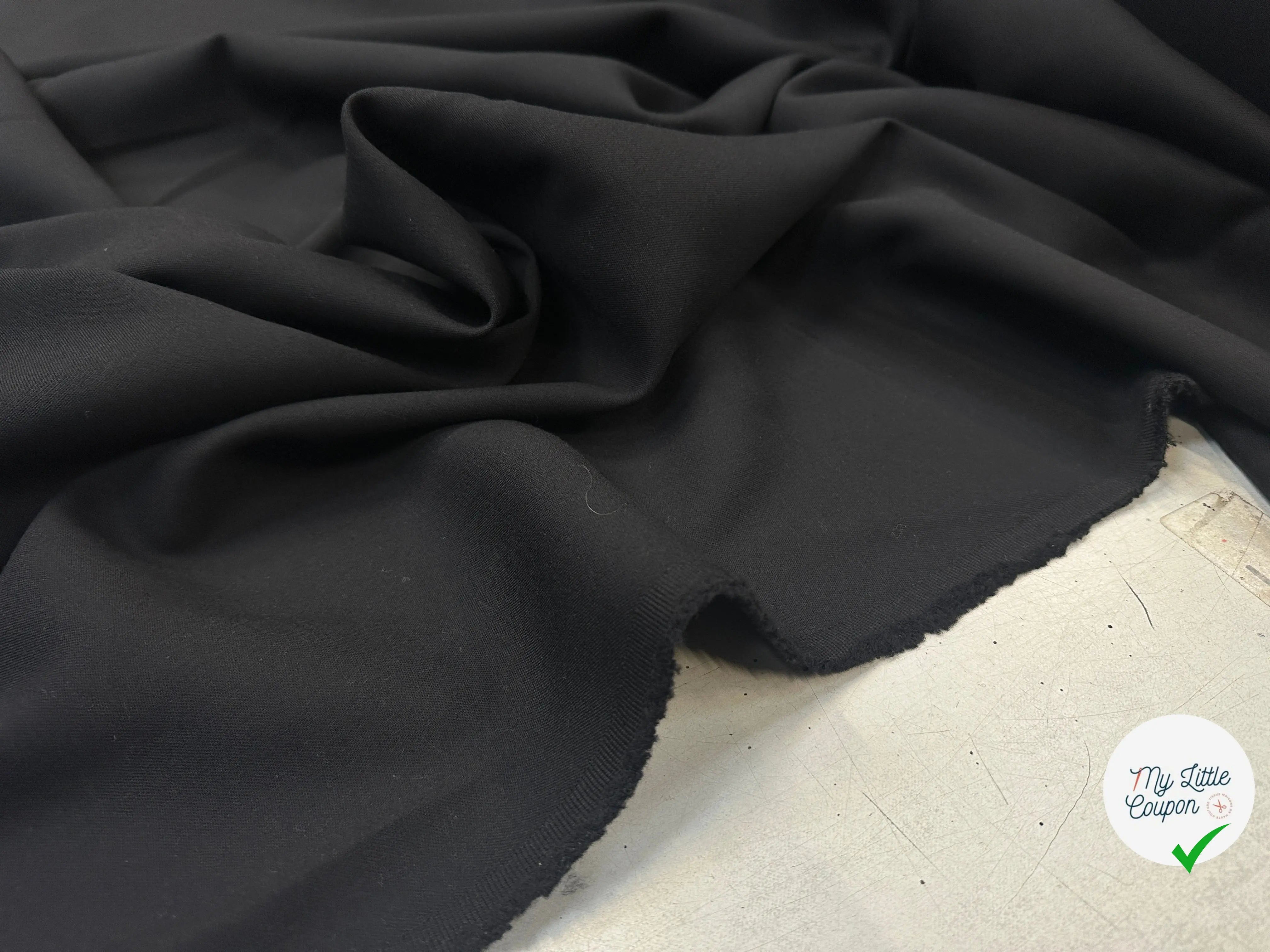 GABARDINE DE LAINE NOIR STRETCH BELLE QUALITÉ - My Little Coupon