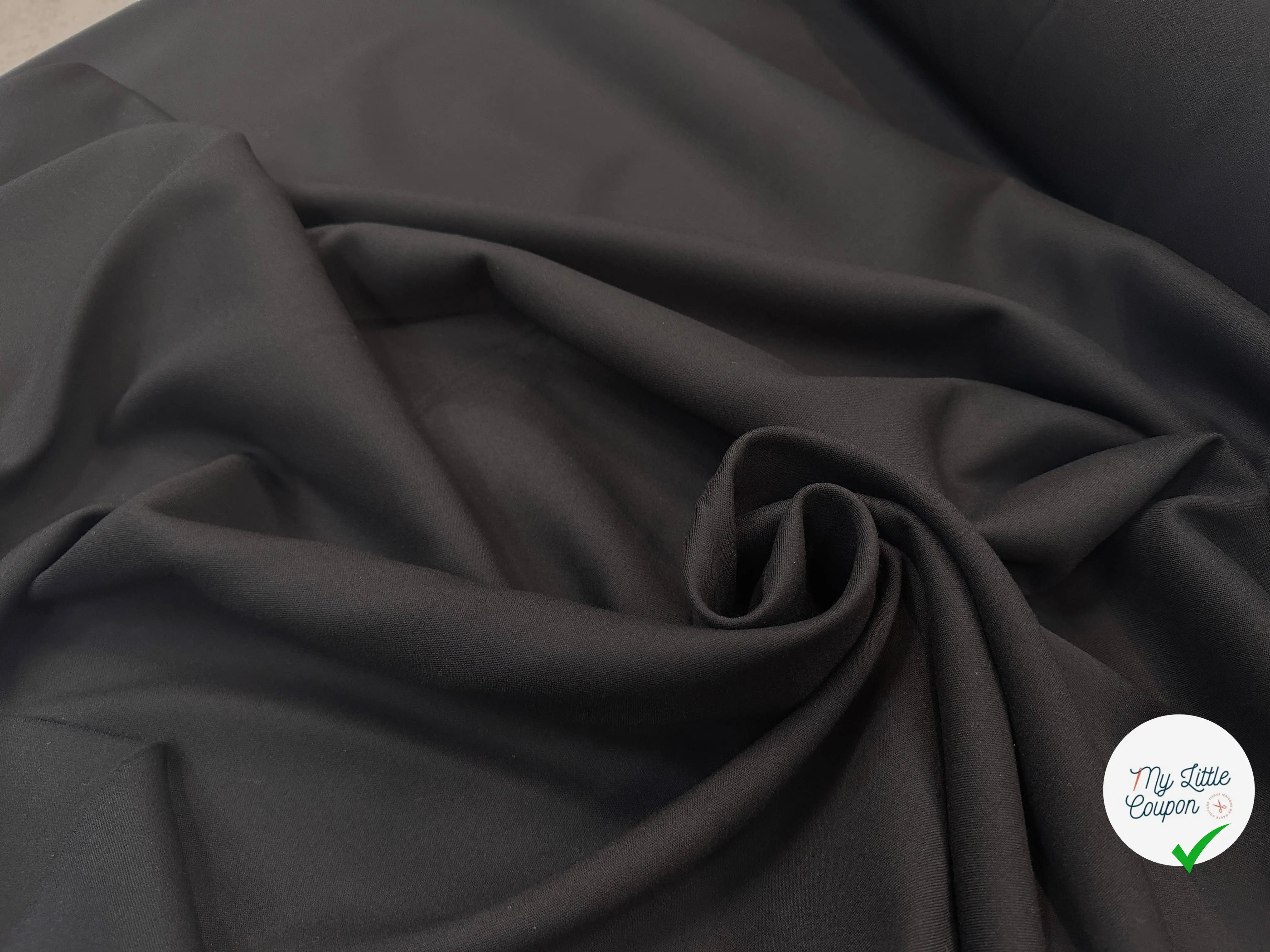 GABARDINE DE LAINE NOIR STRETCH BELLE QUALITÉ - My Little Coupon