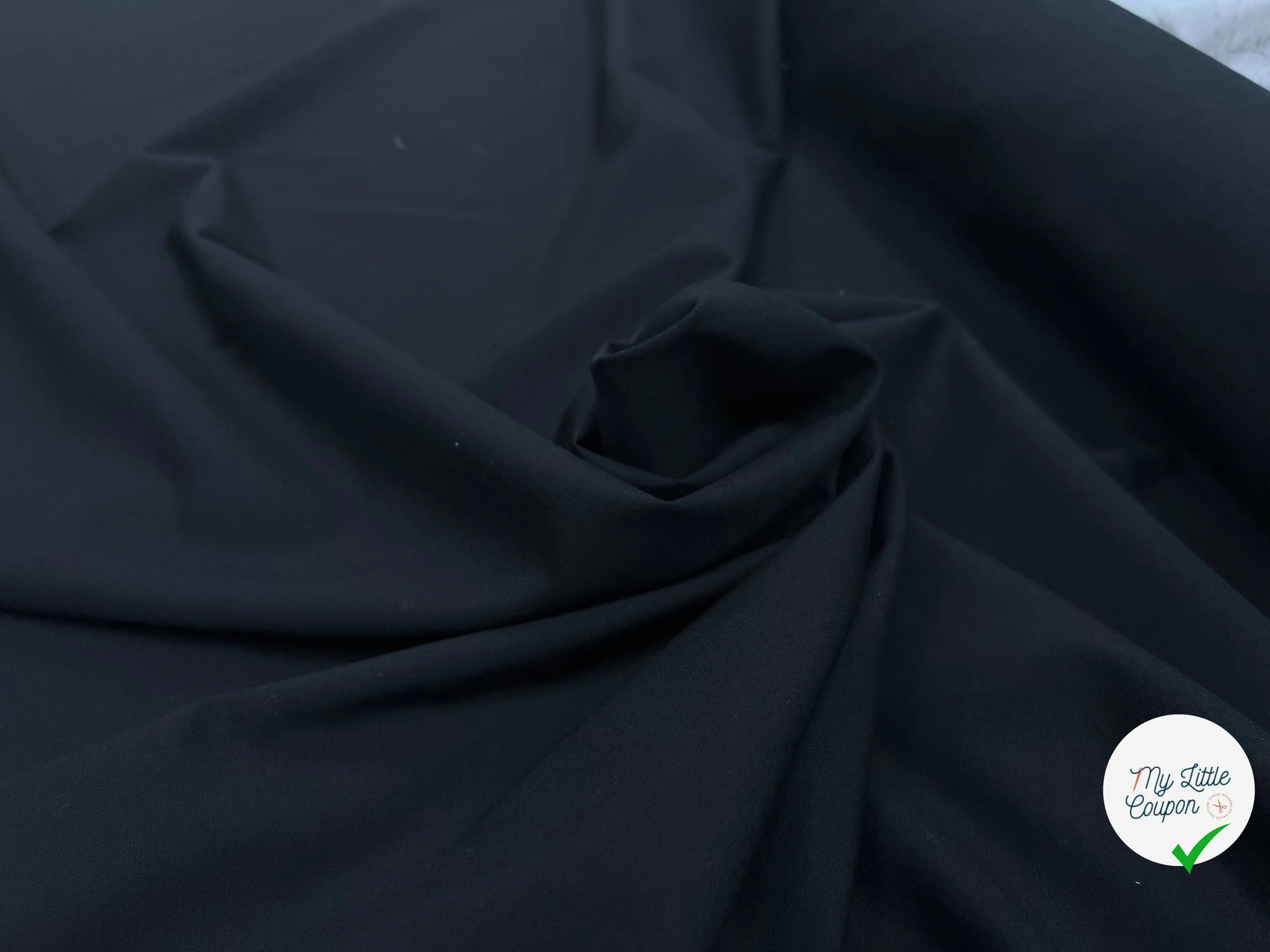 GABARDINE DE LAINE NOIR STRETCH EFFET CRAQUANTE - My Little Coupon