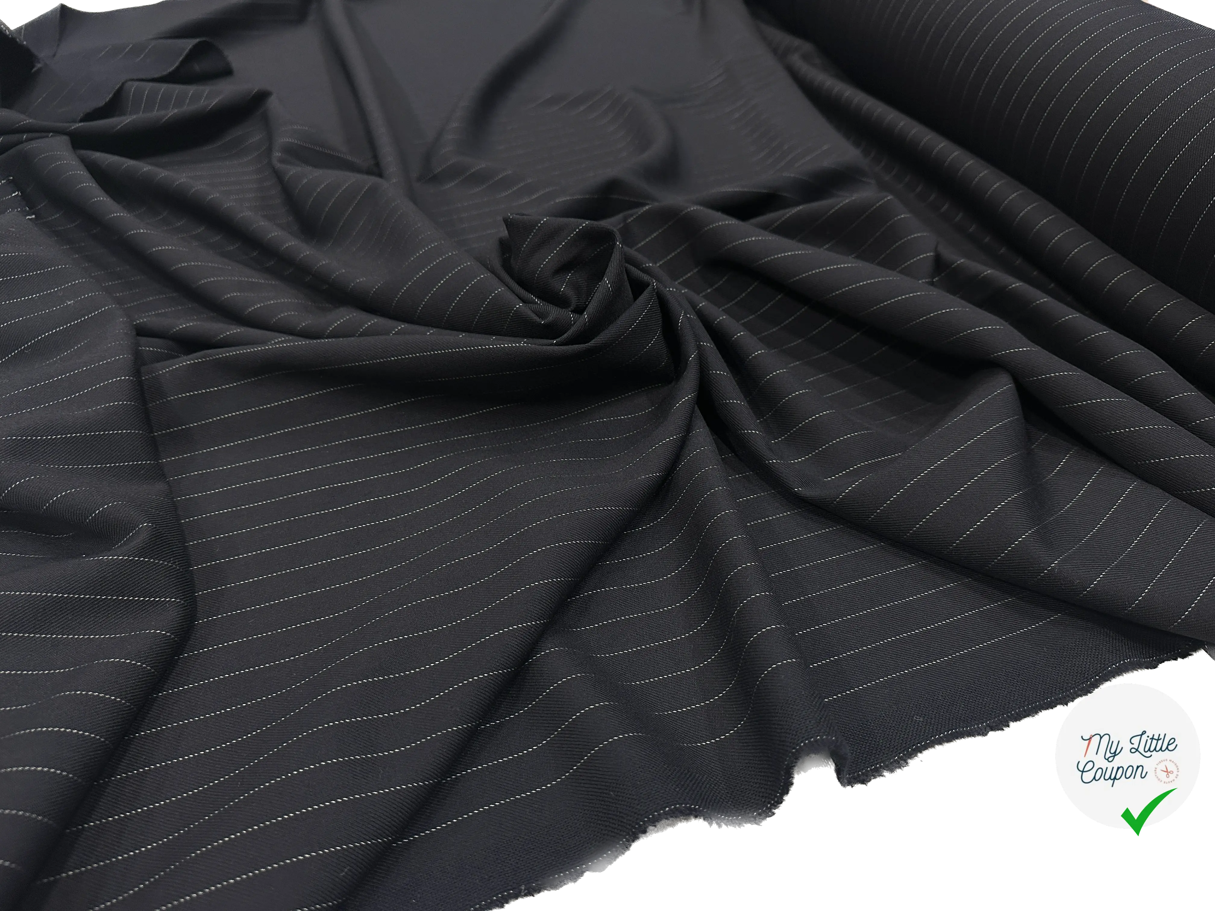 GABARDINE DE LAINE RAYURES FINE NAVY FOULE MLC INTERN