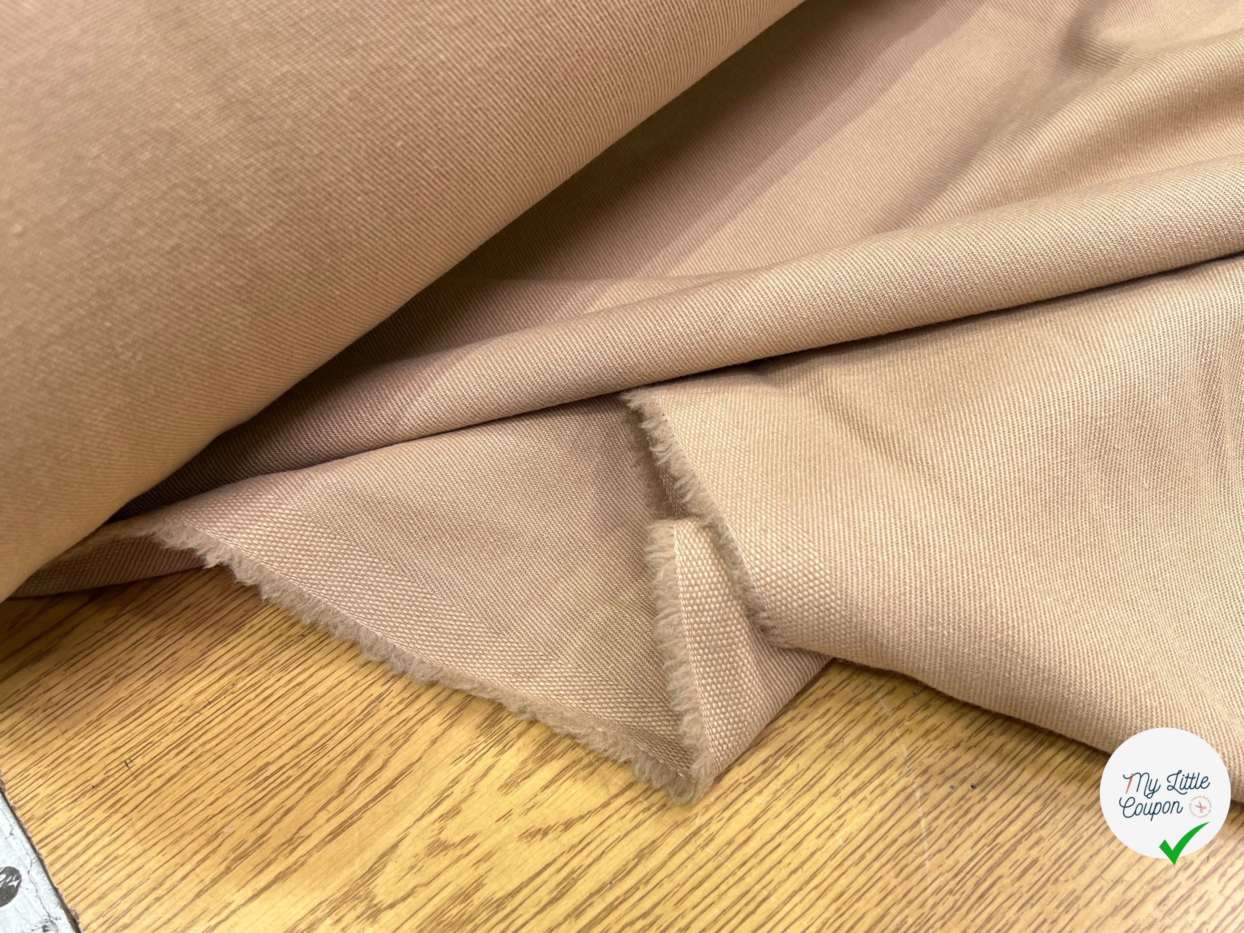 GABARDINE DE LAINE SOUPLE STRIÉE BEIGE MARRONÉ 98% LAINE - My Little Coupon