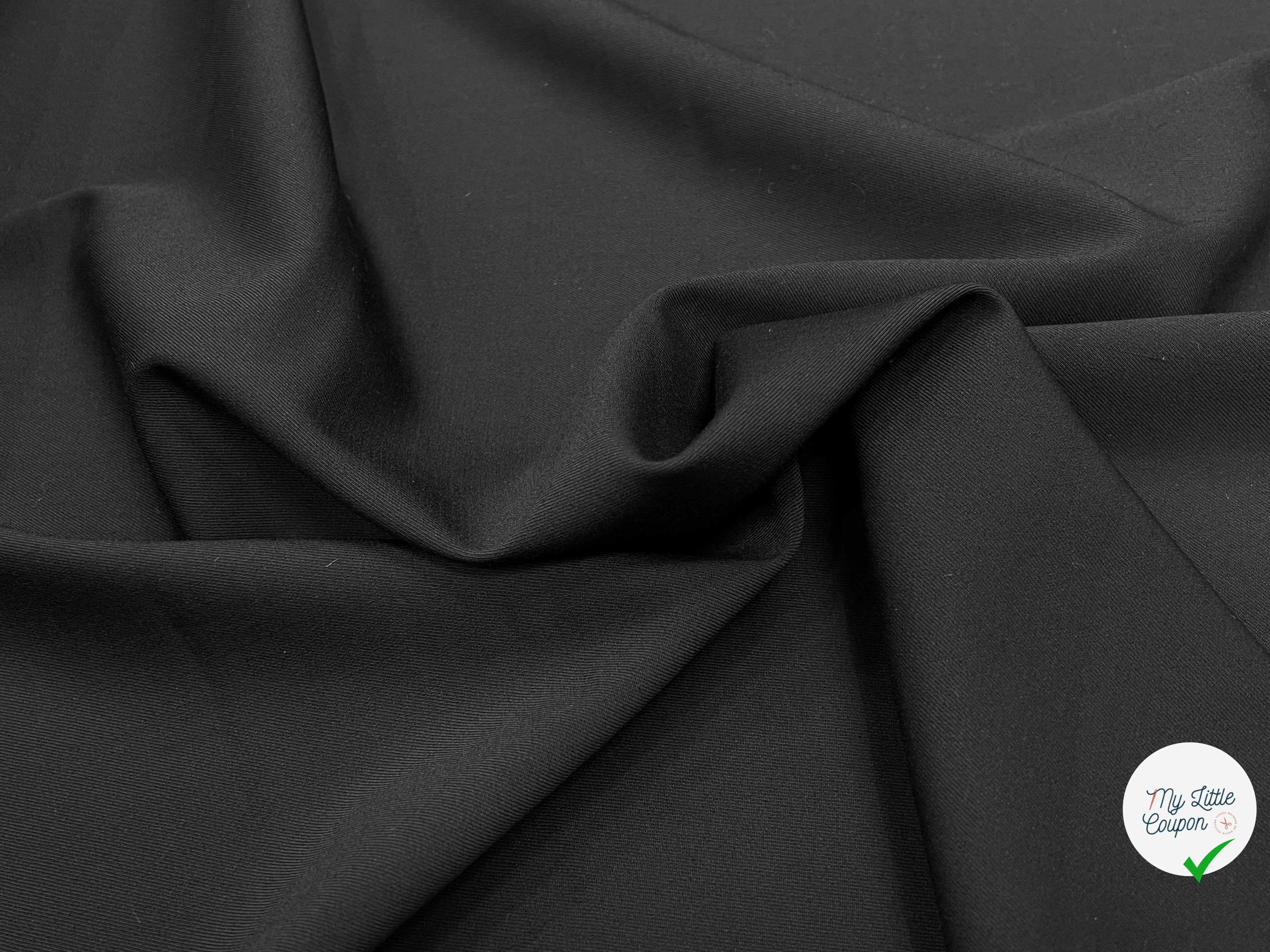 GABARDINE DE LAINE STRETCH BELLE TENUE NOIR 100% LAINE - My Little Coupon