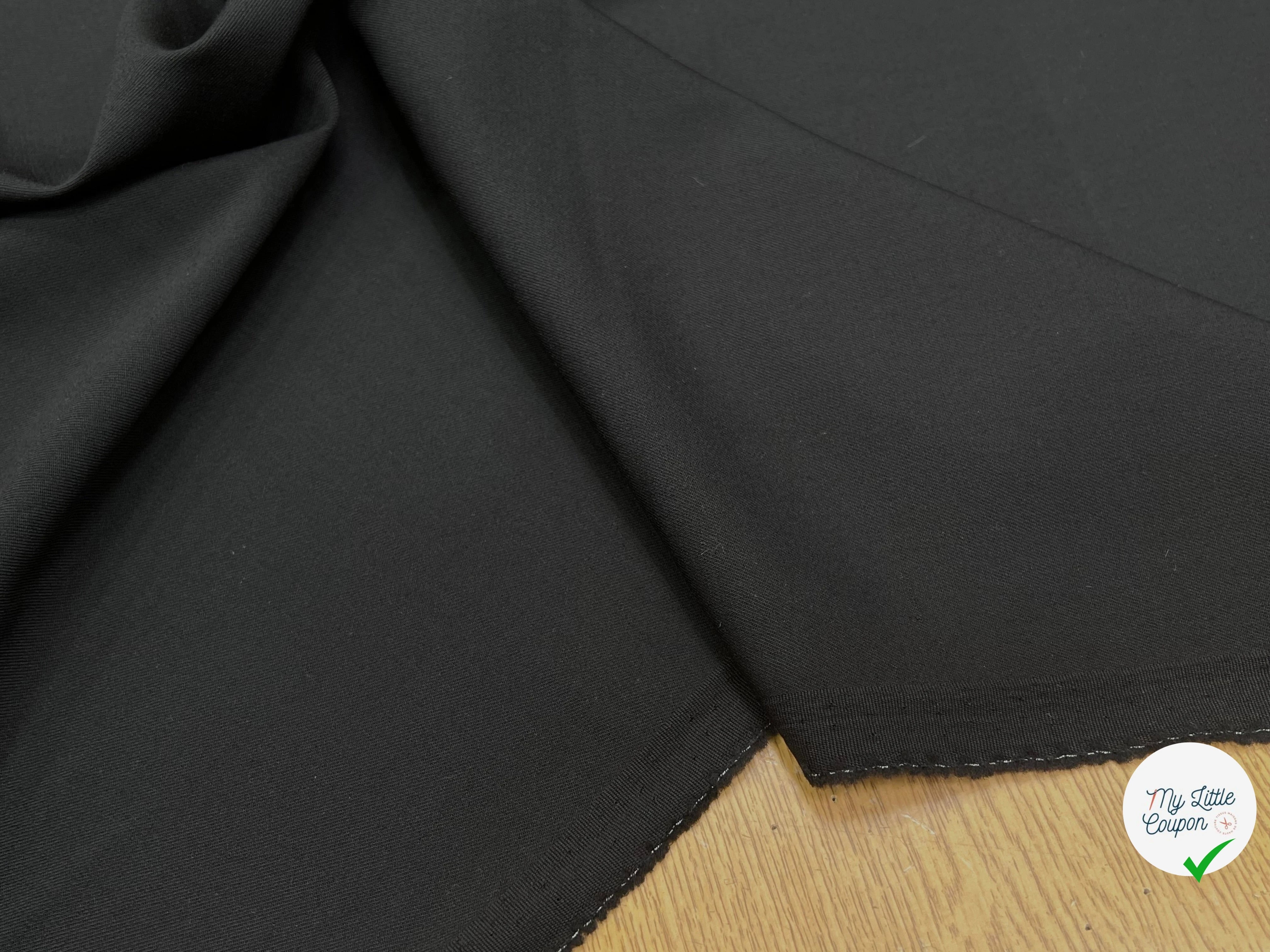 GABARDINE DE LAINE STRETCH BELLE TENUE NOIR 100% LAINE - My Little Coupon