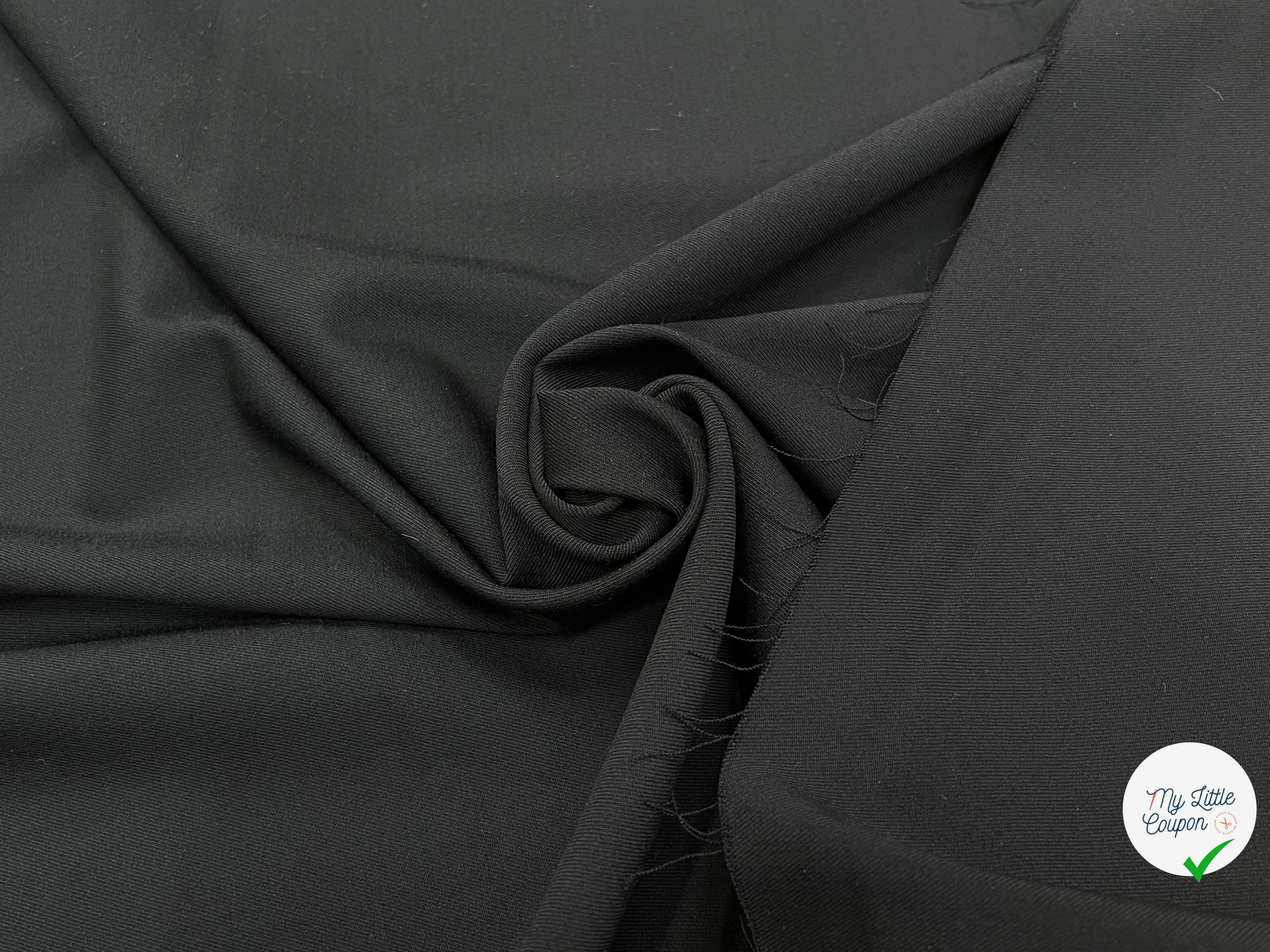 GABARDINE DE LAINE STRETCH BELLE TENUE NOIR 100% LAINE - My Little Coupon