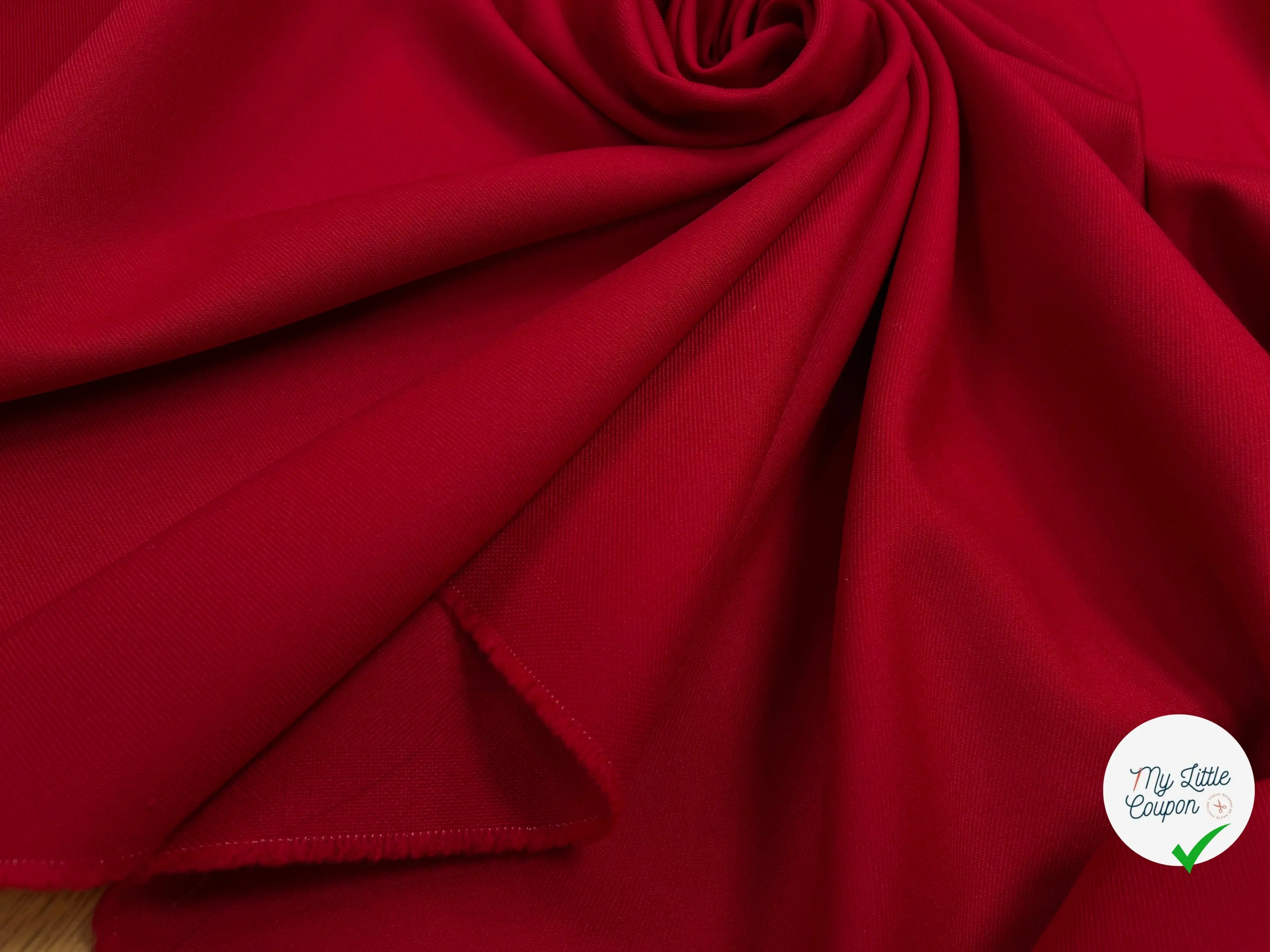 GABARDINE DE LAINE STRETCH ROUGE RUBY - My Little Coupon
