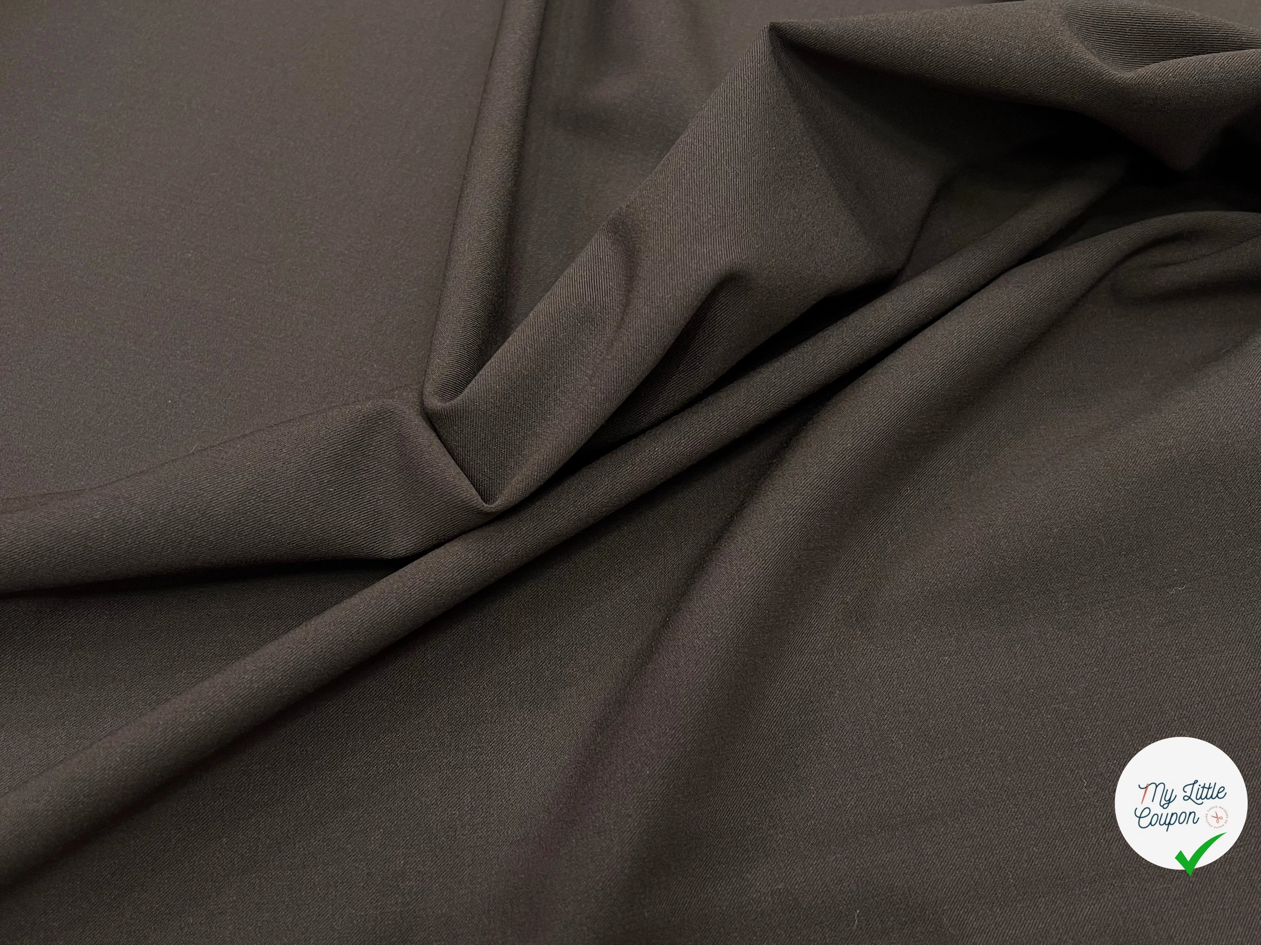 GABARDINE DE LAINE ULTRA STRETCH MARRON FONCÉ  80% LAINE - My Little Coupon