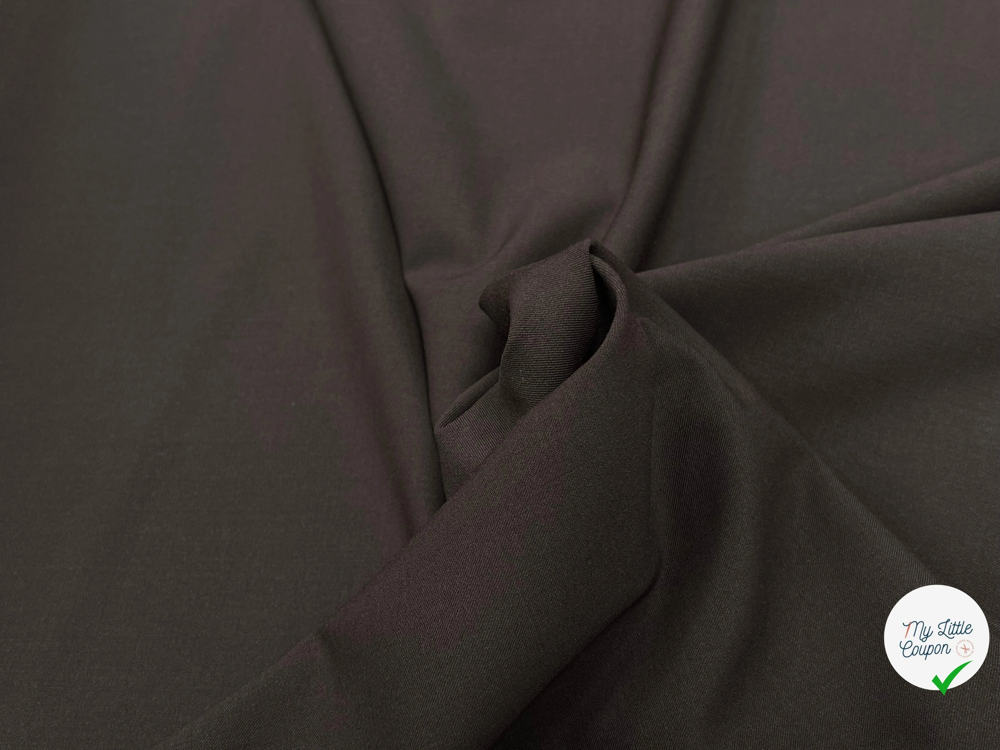 GABARDINE DE LAINE ULTRA STRETCH MARRON FONCÉ  80% LAINE - My Little Coupon