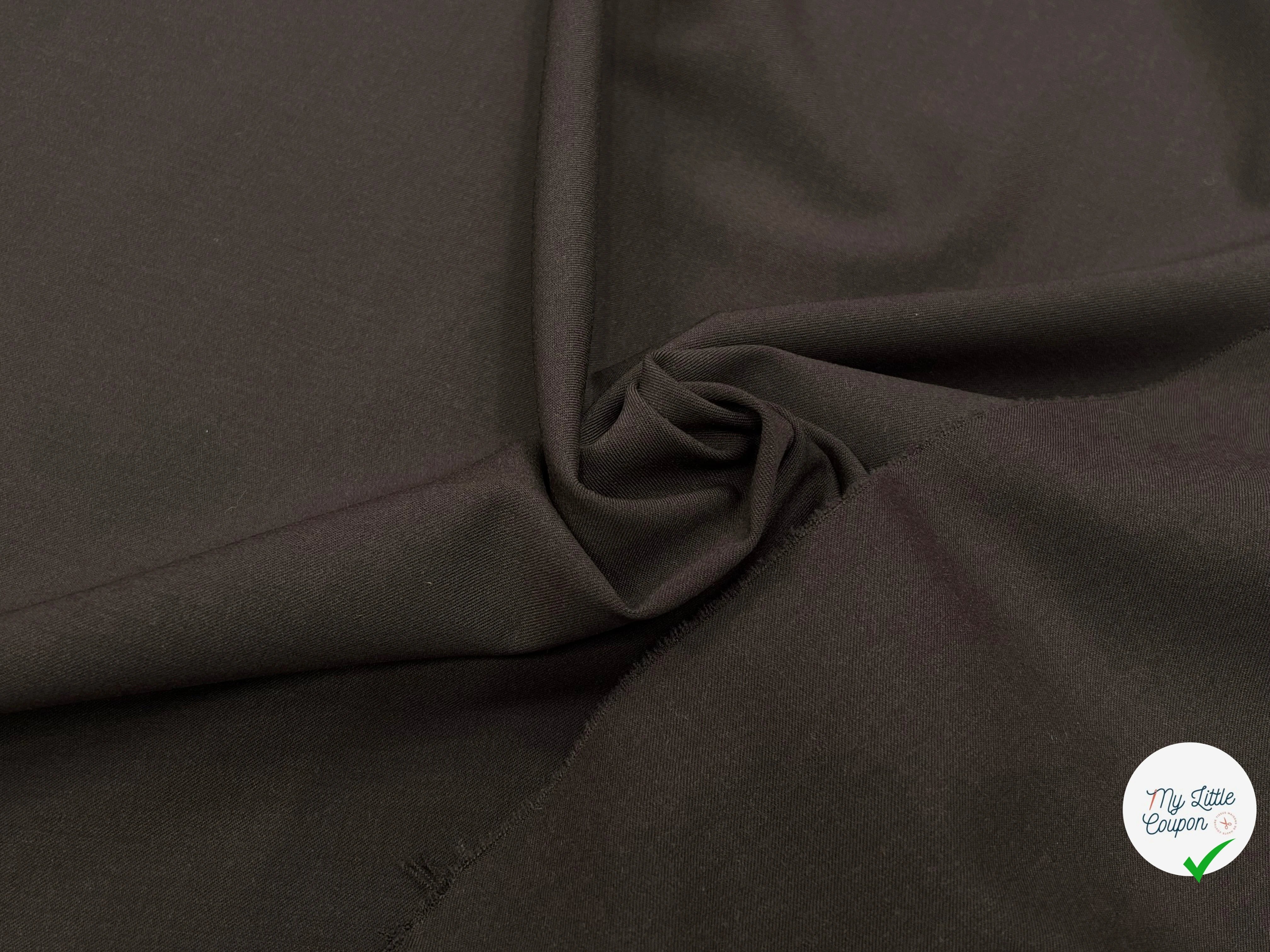 GABARDINE DE LAINE ULTRA STRETCH MARRON FONCÉ  80% LAINE - My Little Coupon