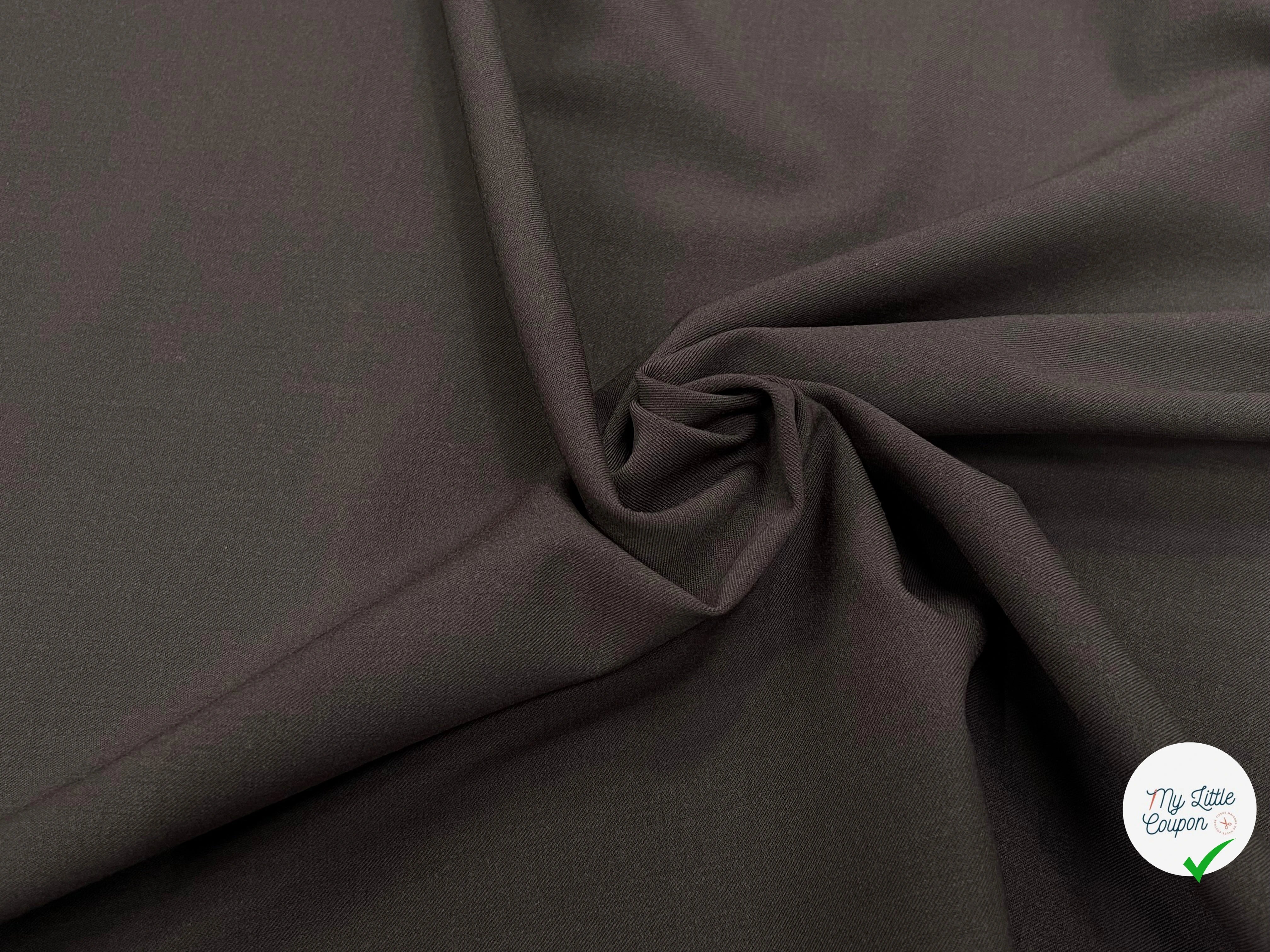 GABARDINE DE LAINE ULTRA STRETCH MARRON FONCÉ  80% LAINE - My Little Coupon