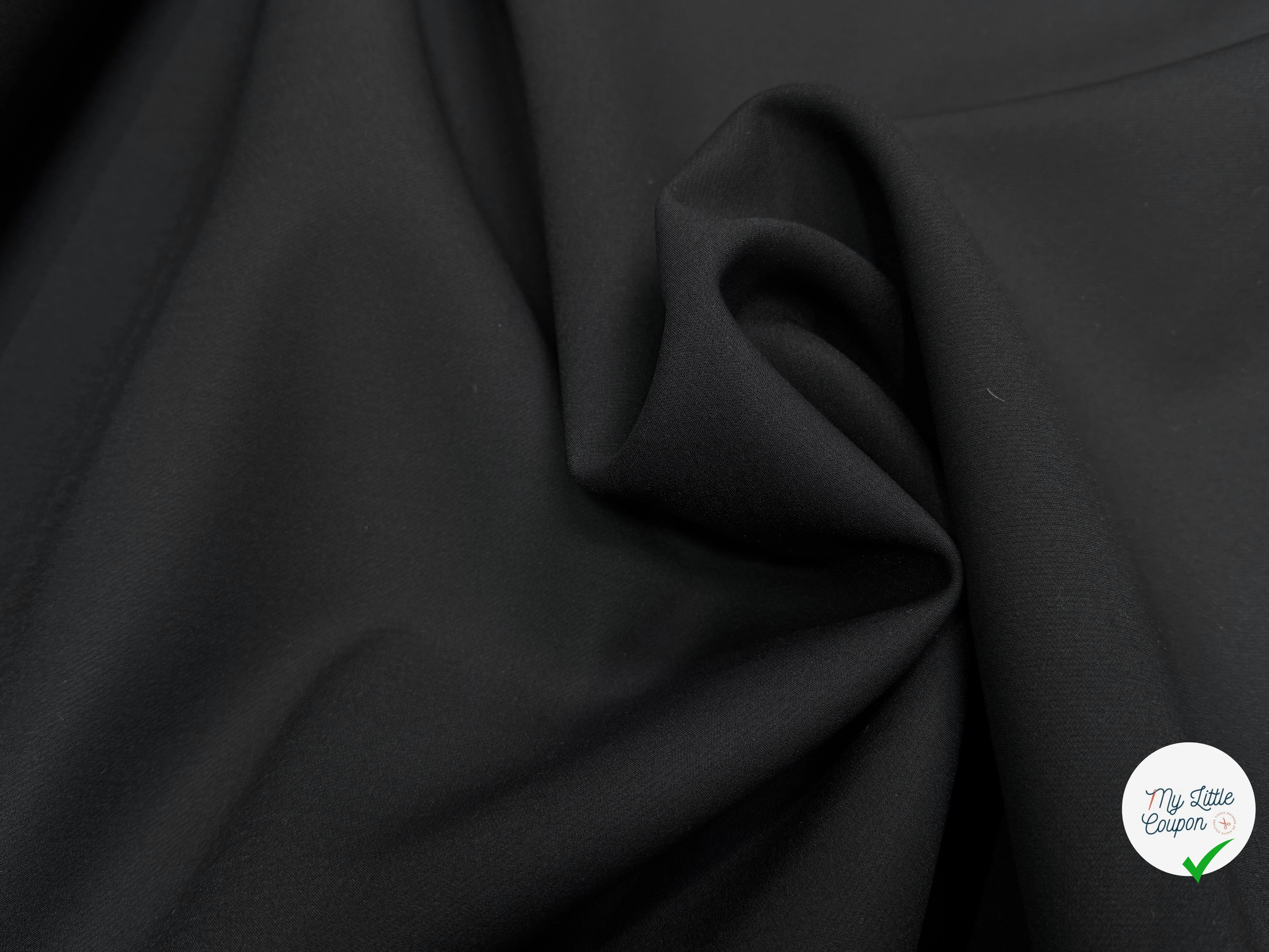 GABARDINE DOUBLE ETOFFE COTON NOIR - My Little Coupon