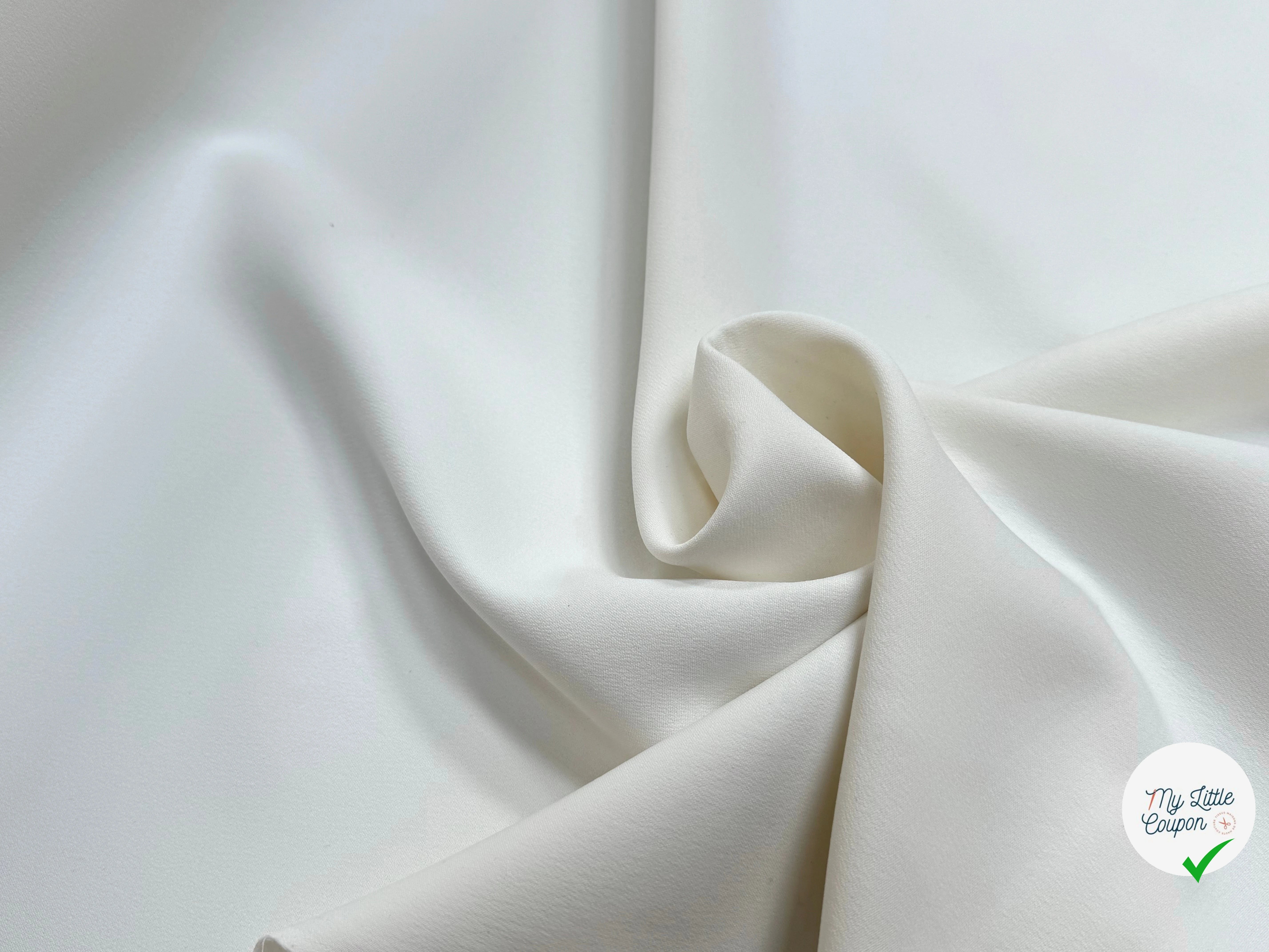 GABARDINE DOUBLE ÉTOFFE TRÈS LÉGÈREMENT SATINÉE BLANC STRETCH - My Little Coupon
