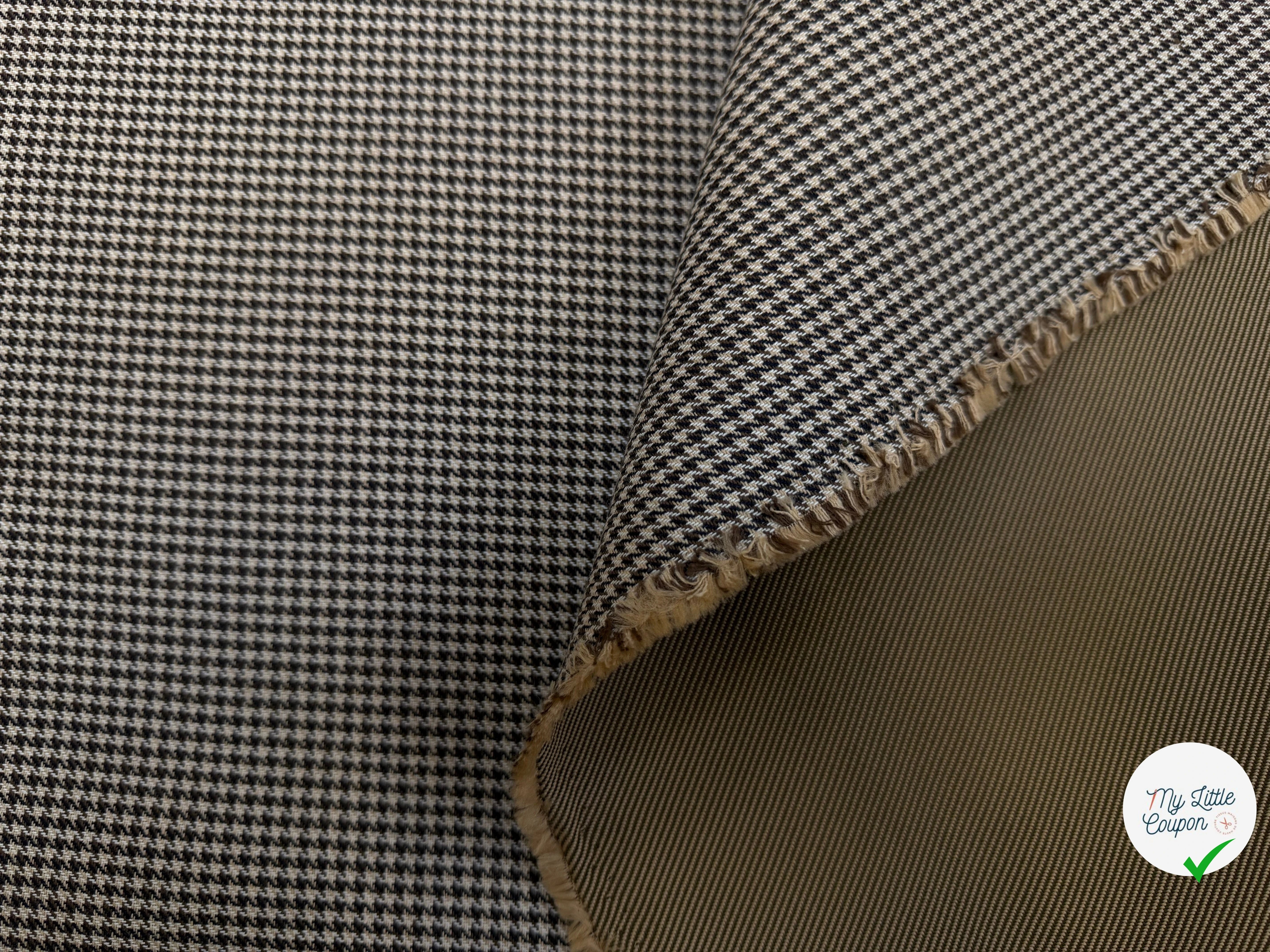 GABARDINE DOUBLE FACE MOTIF PIED DE POULE FACE SERGÉE - My Little Coupon