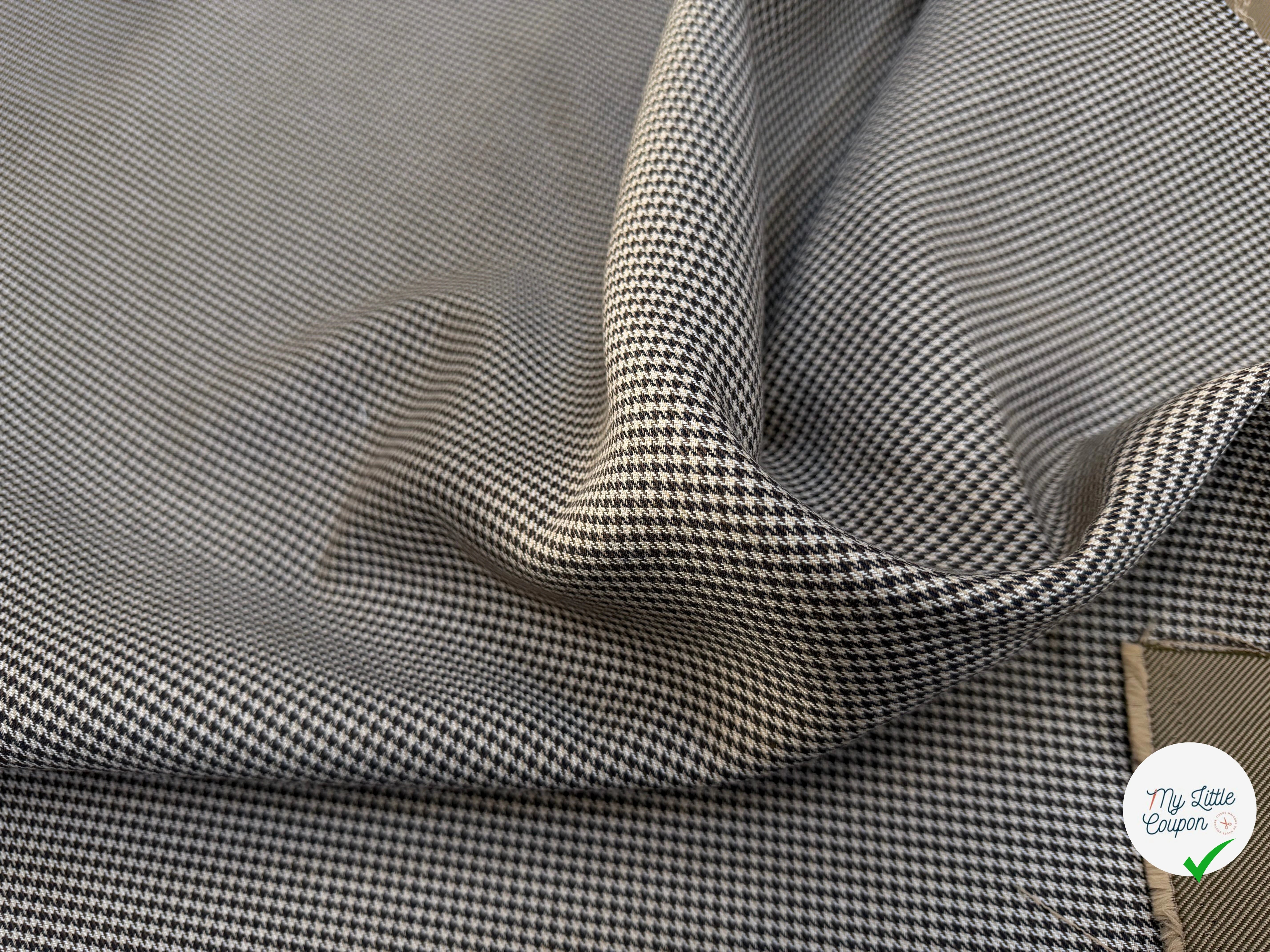 GABARDINE DOUBLE FACE MOTIF PIED DE POULE FACE SERGÉE - My Little Coupon