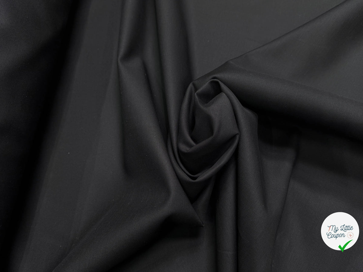 GABARDINE FINEMENT SERGÉE DÉPERLANTE ET BRILLANTE TOMBÉ SUBLIME NOIR MADE IN ITALY - My Little Coupon