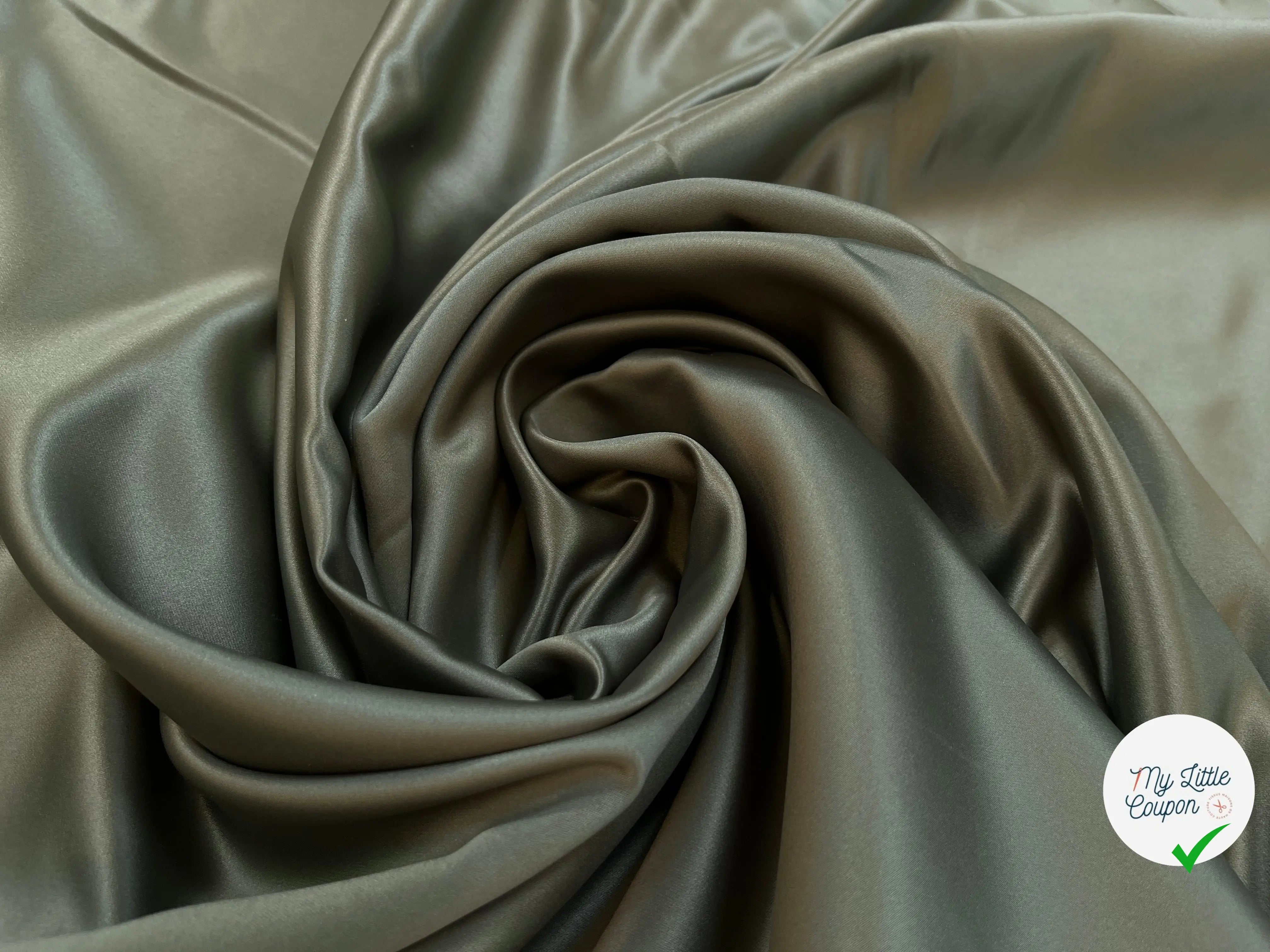 GABARDINE LÉGÈREMENT SATINÉE VERT OLIVE - My Little Coupon