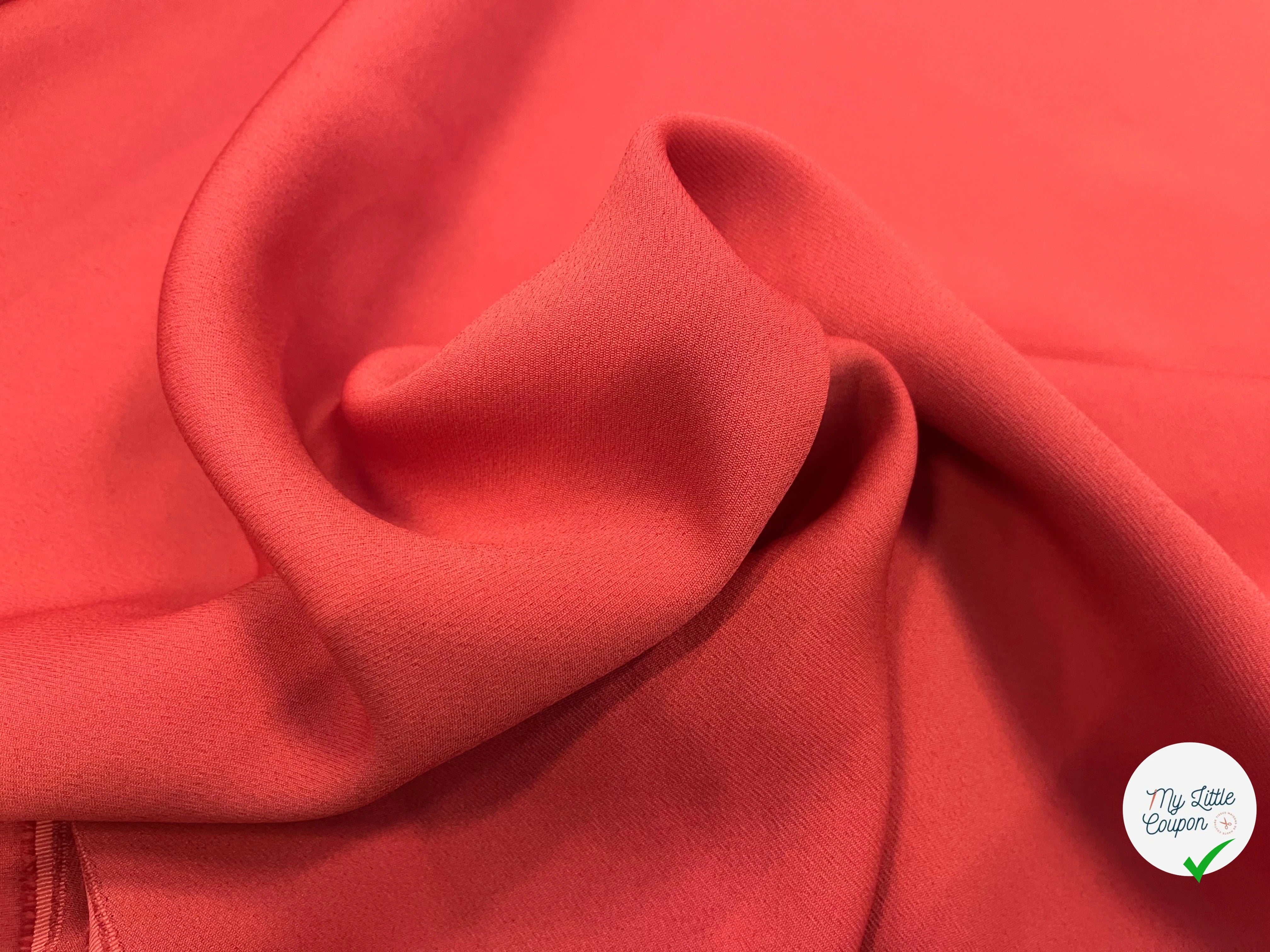 GABARDINE LÈGEREMENT STRIÉE POLYESTER COULEUR POPPY - My Little Coupon
