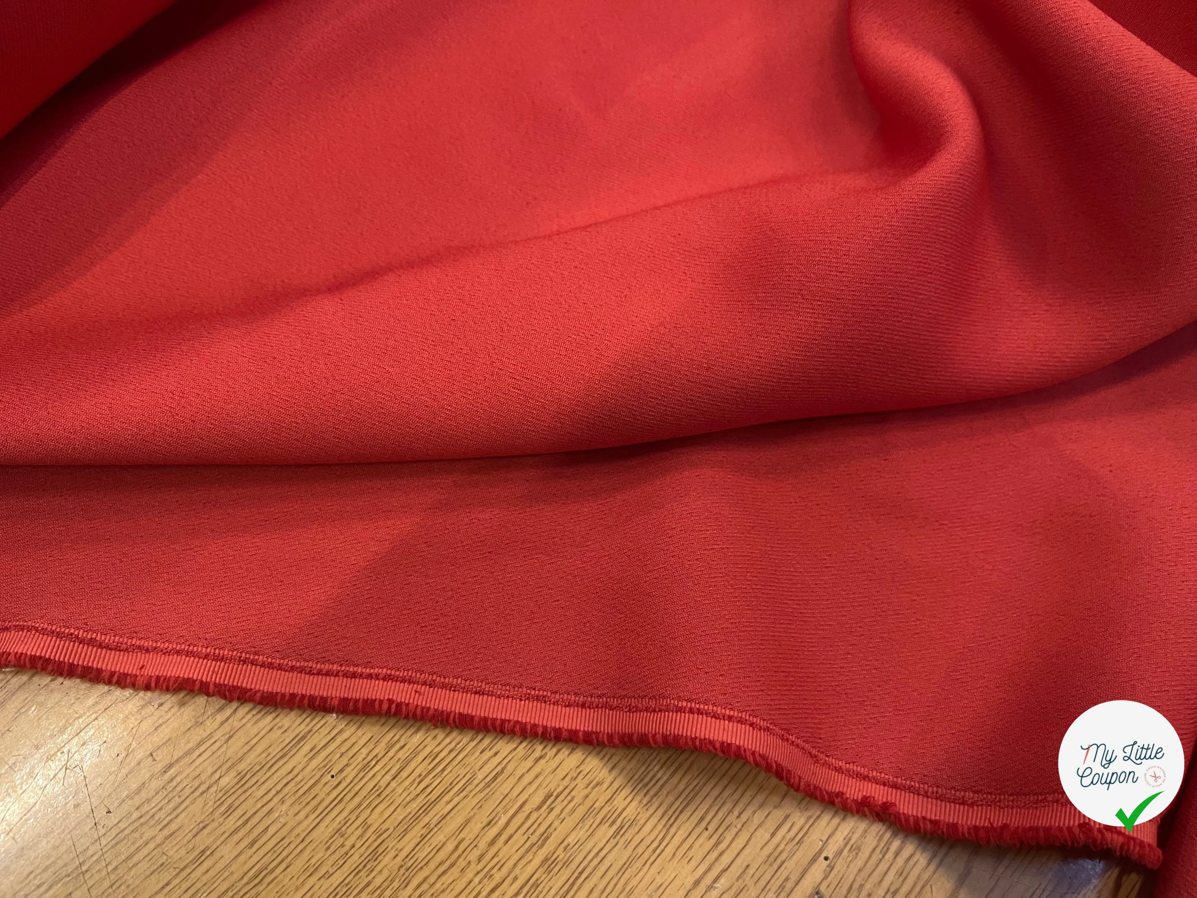 GABARDINE LÈGEREMENT STRIÉE POLYESTER COULEUR POPPY - My Little Coupon