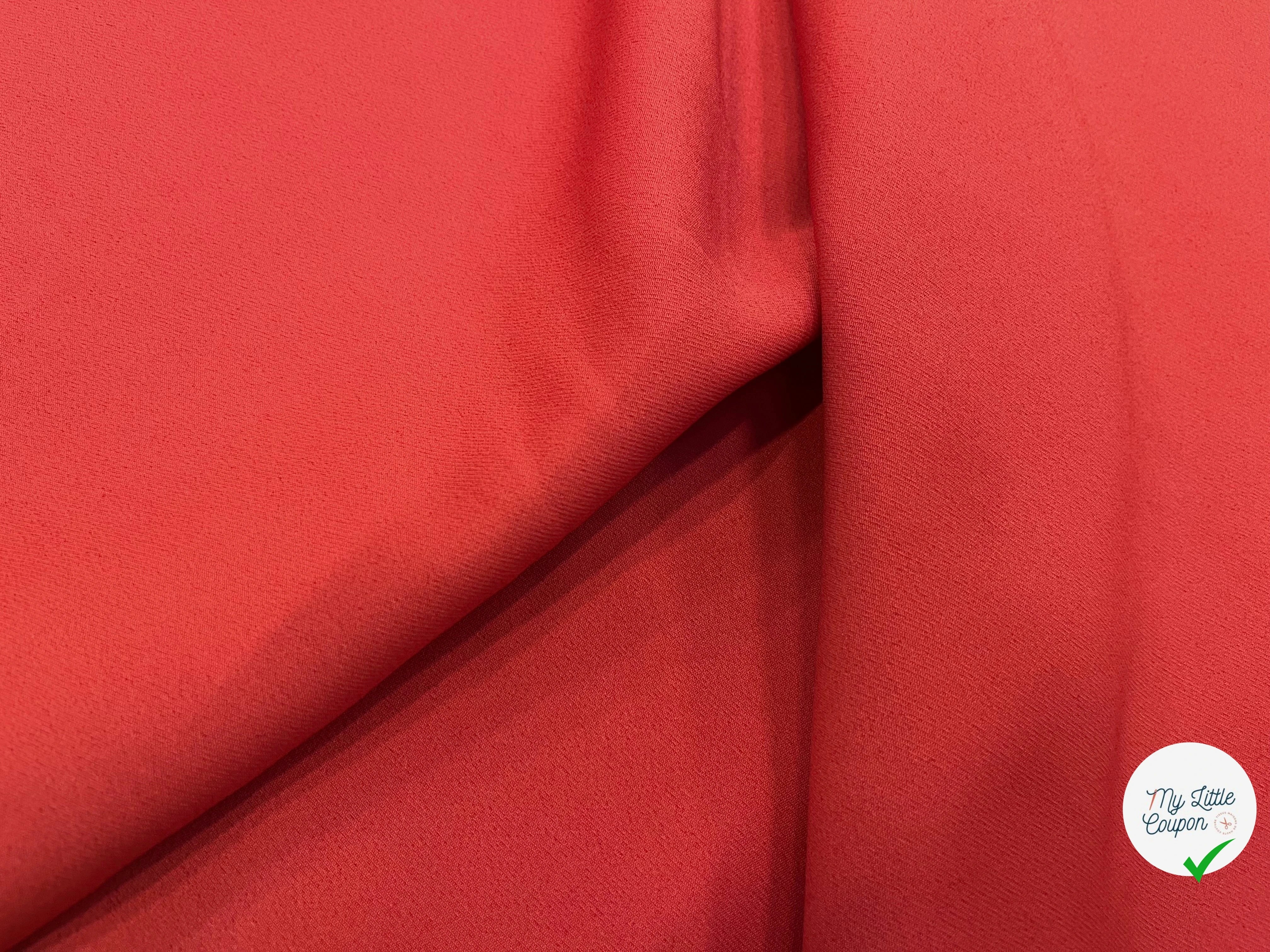 GABARDINE LÈGEREMENT STRIÉE POLYESTER COULEUR POPPY - My Little Coupon